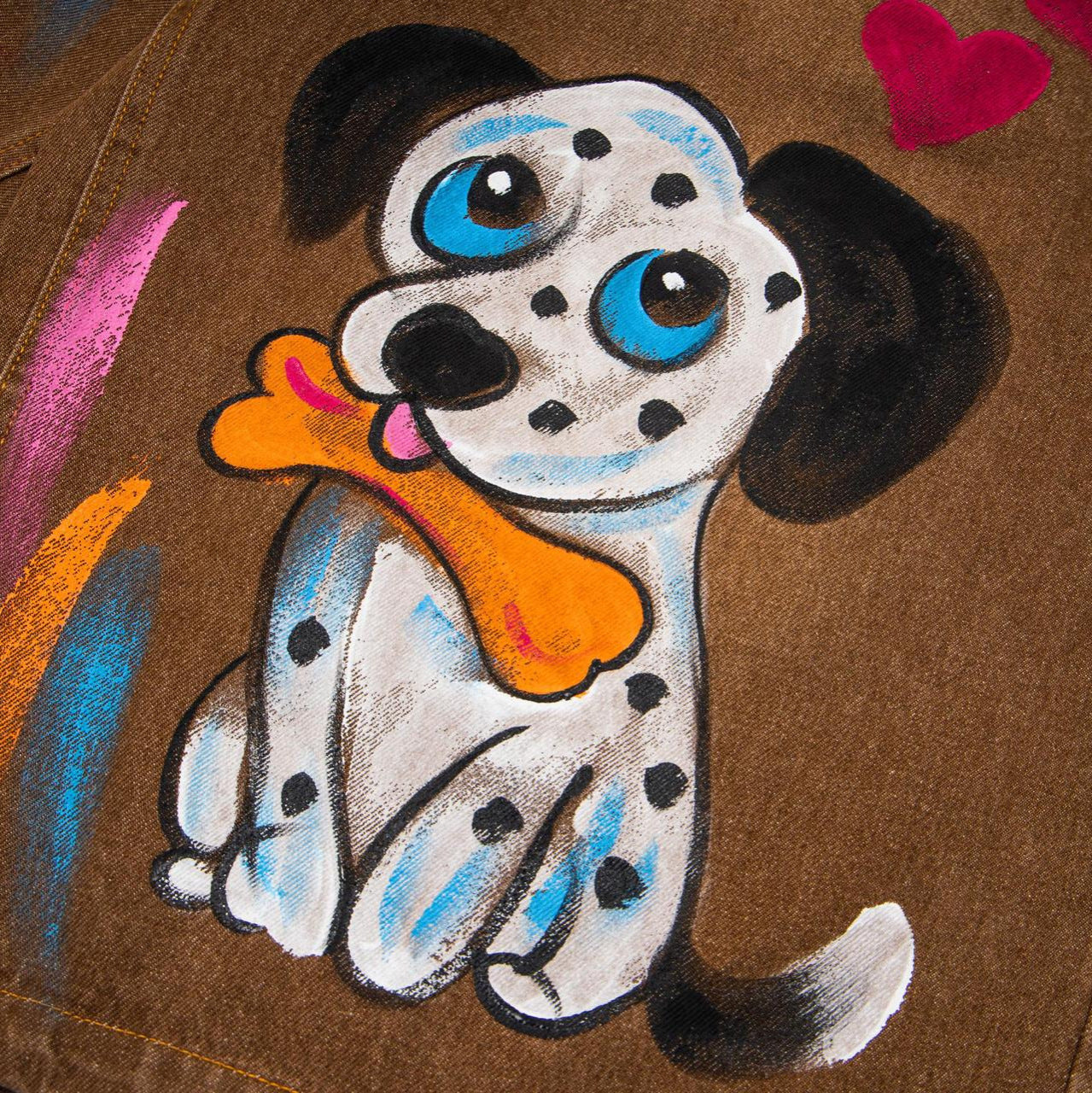 Hand drawn cat and dog graffiti jeans
