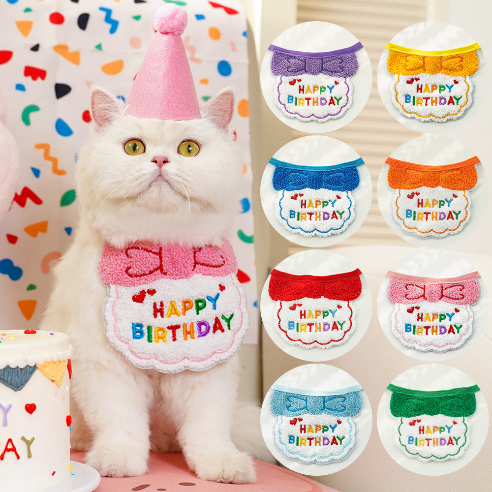 Pet birthday drool scarf cat bib scarf dog cat hat