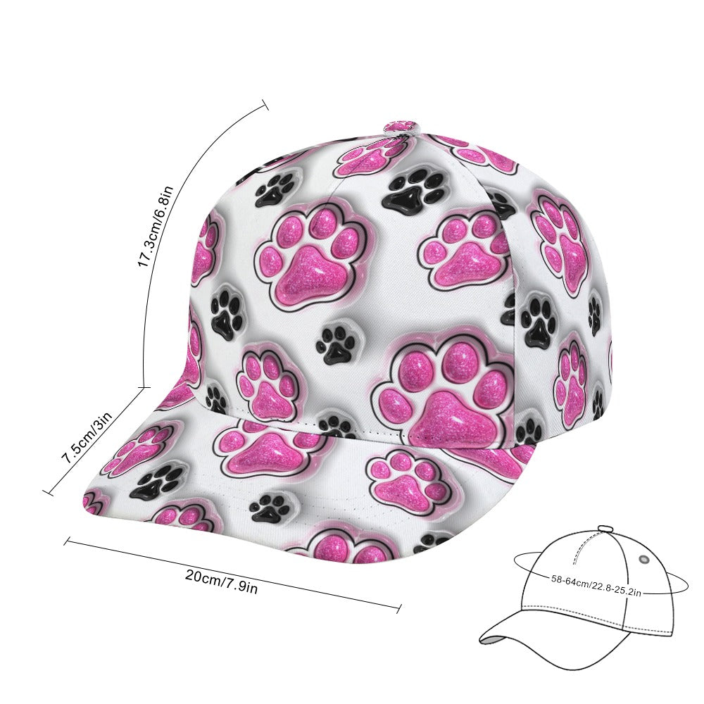3D Sparkly Pet Paws Inflated Tumbler Wrap, Puffy Pink Glitter Dog Mom Sublimation Design, Dog Lover Cap