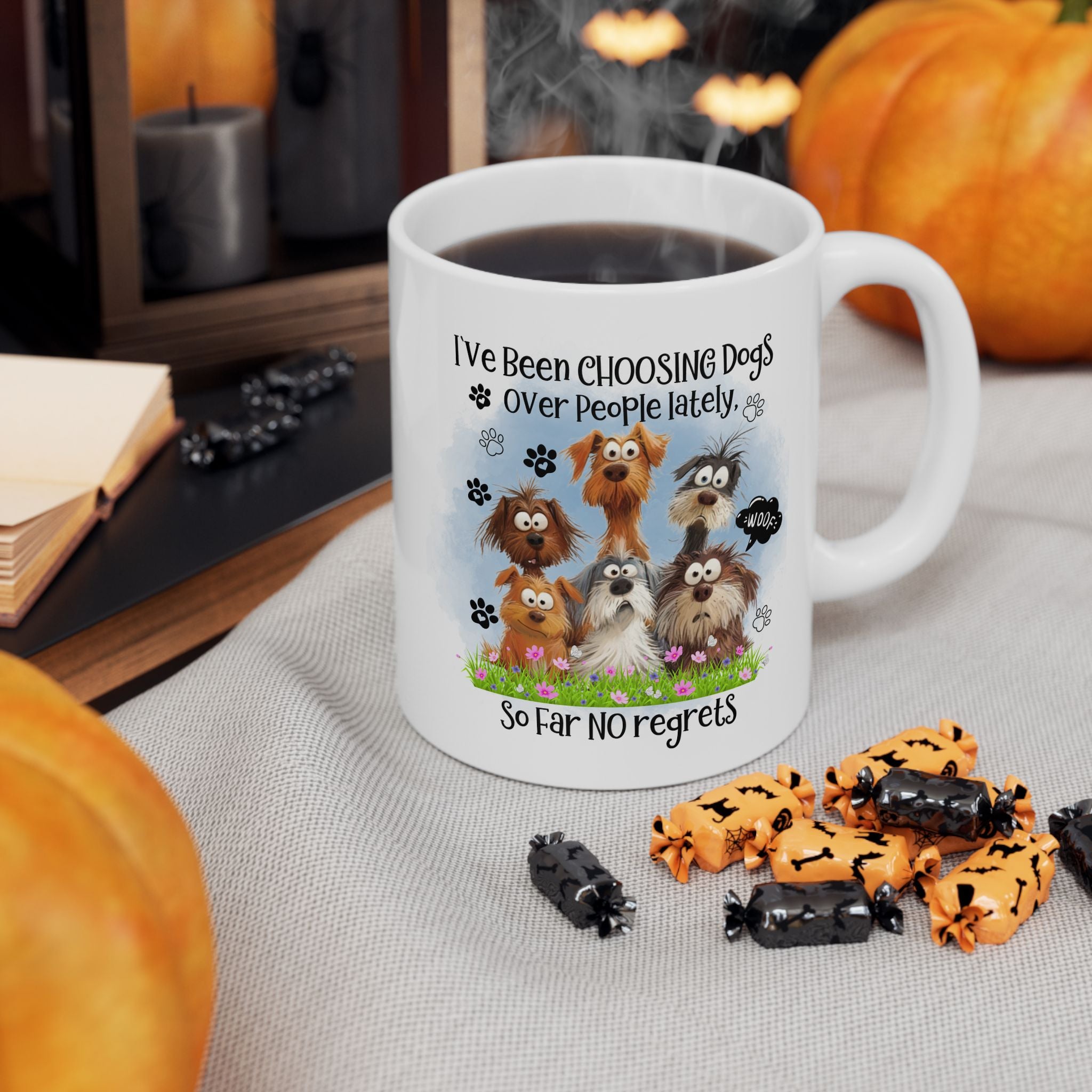 I've Been Owned by Dogs Mug | Cute Paw Print Dog Stack Ceramic Mug