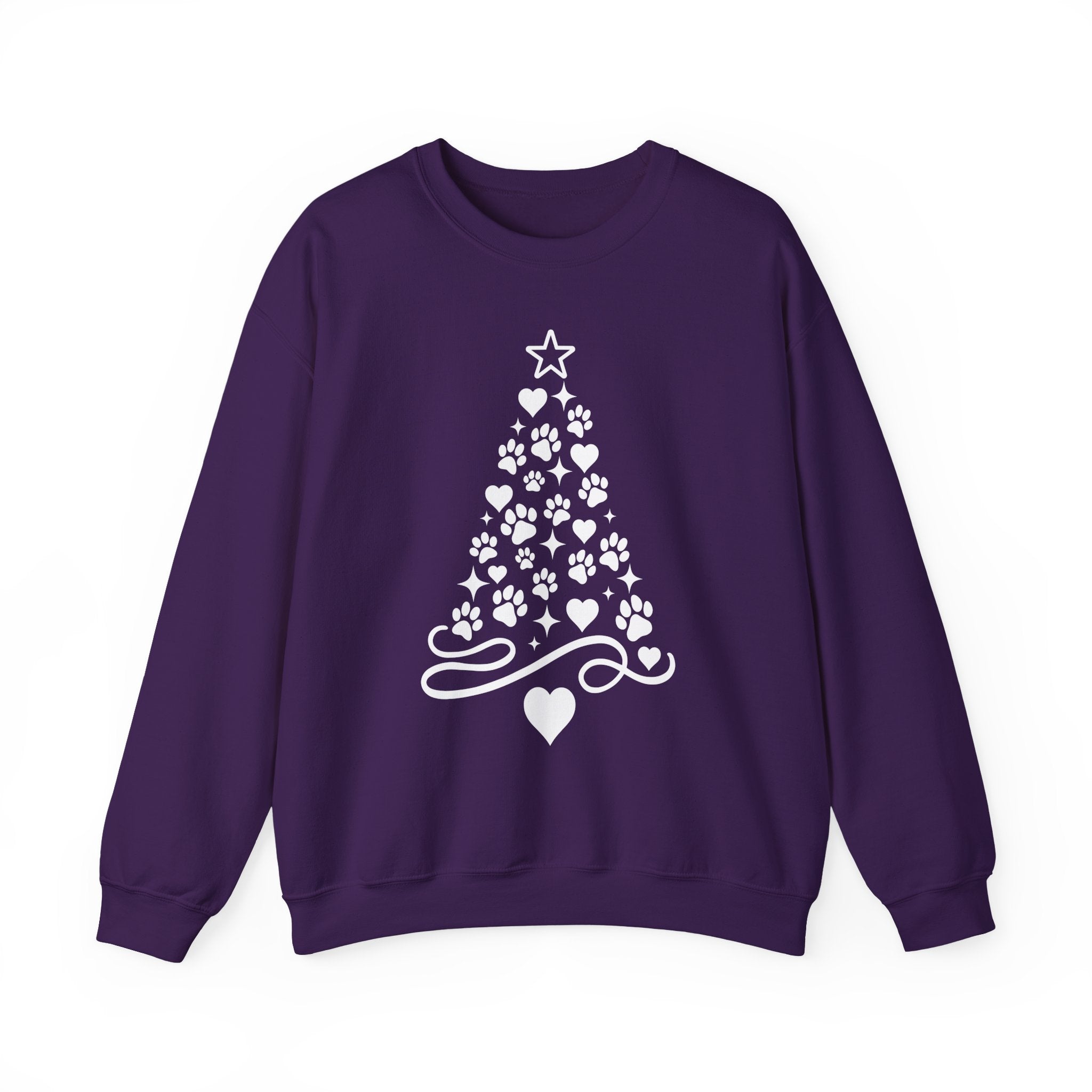Paw Paw Print Christmas Tree Sweatshirt | Pet Lover Holiday Crewneck