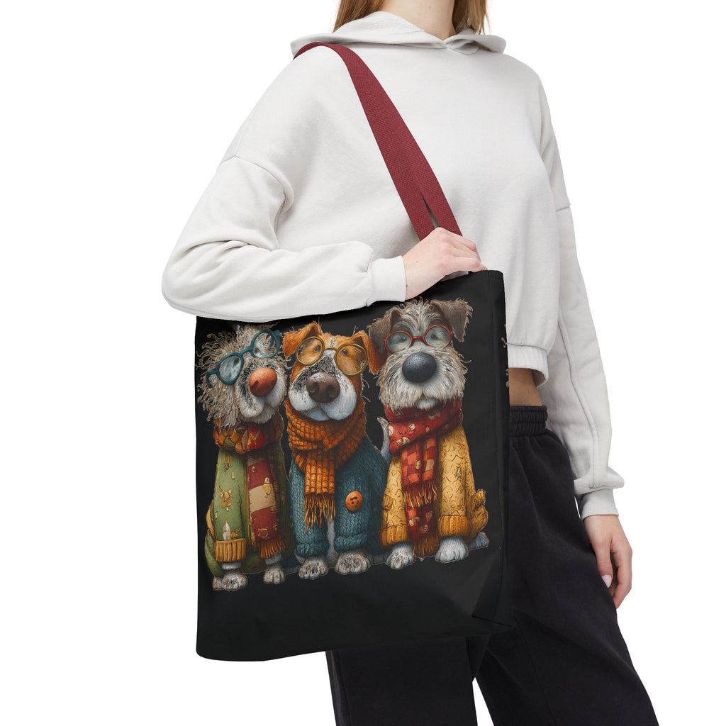 Three Cozy Dogs Tote Bag | Cute Winter Dogs Illustration