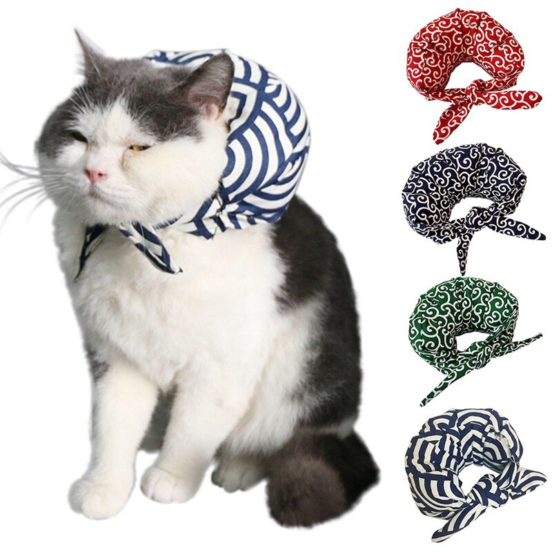 Novel Japanese Style Pet Cloth-wrappers Shaped Collar For Dogs Cats Cute Cotton Filled Scarf Dogs Grooming Accessories Decor