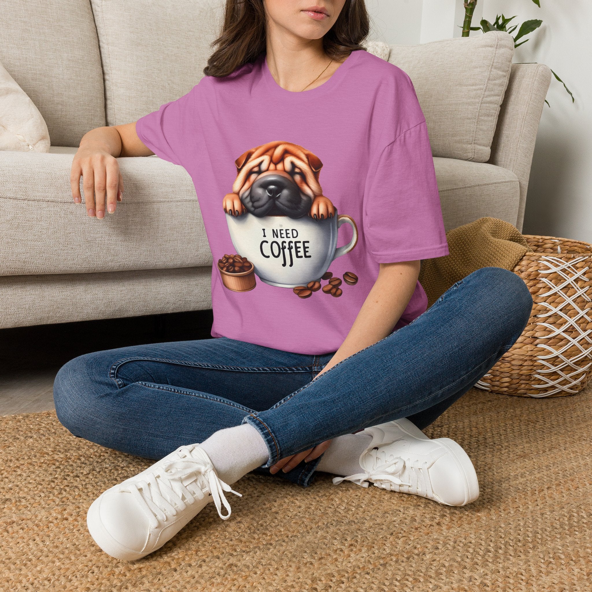 Pug in Coffee Cup T-Shirt | I Need Coffee Puppy Tee
