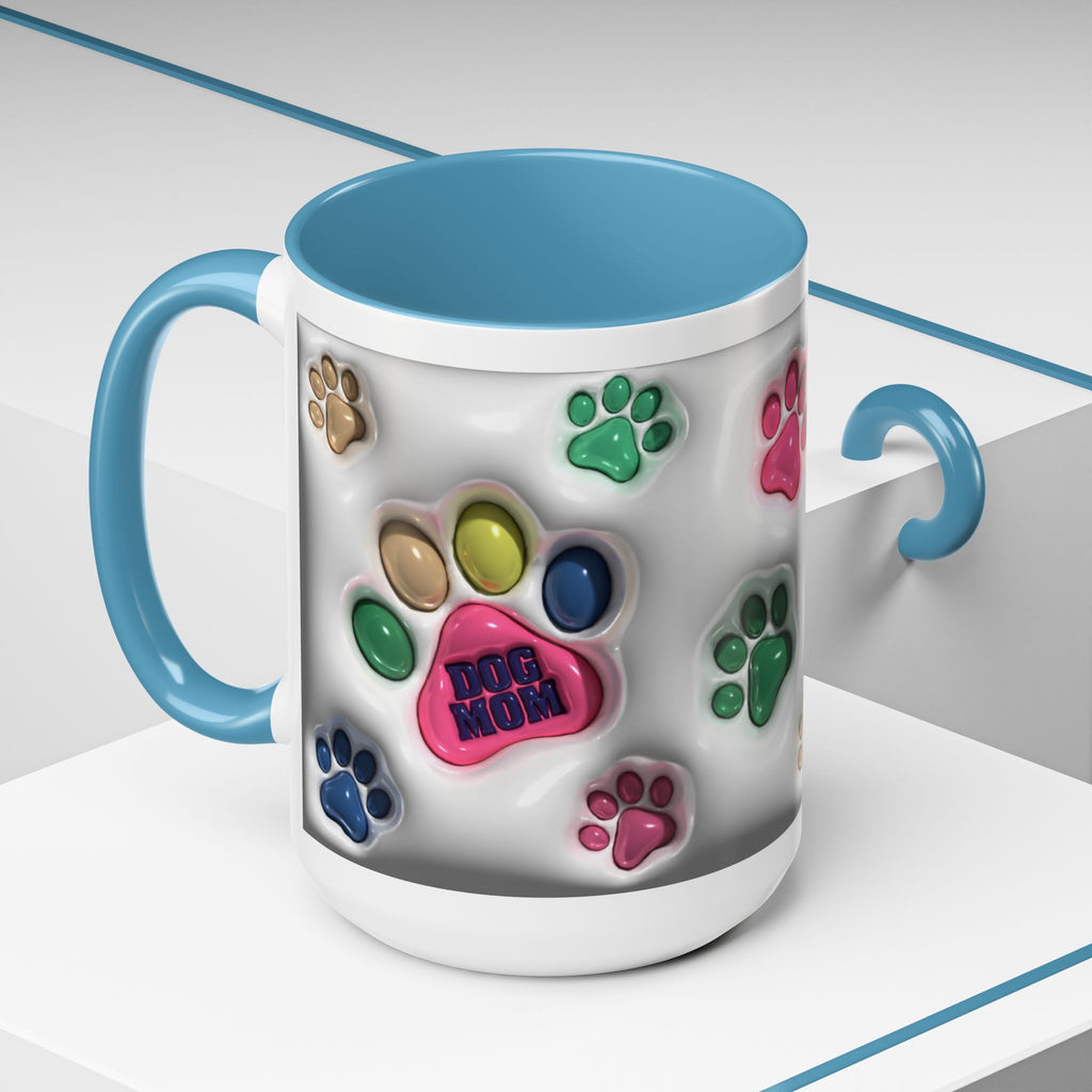 Colorful Paw Print Dog Mom Mug | Accent Coffee Mug