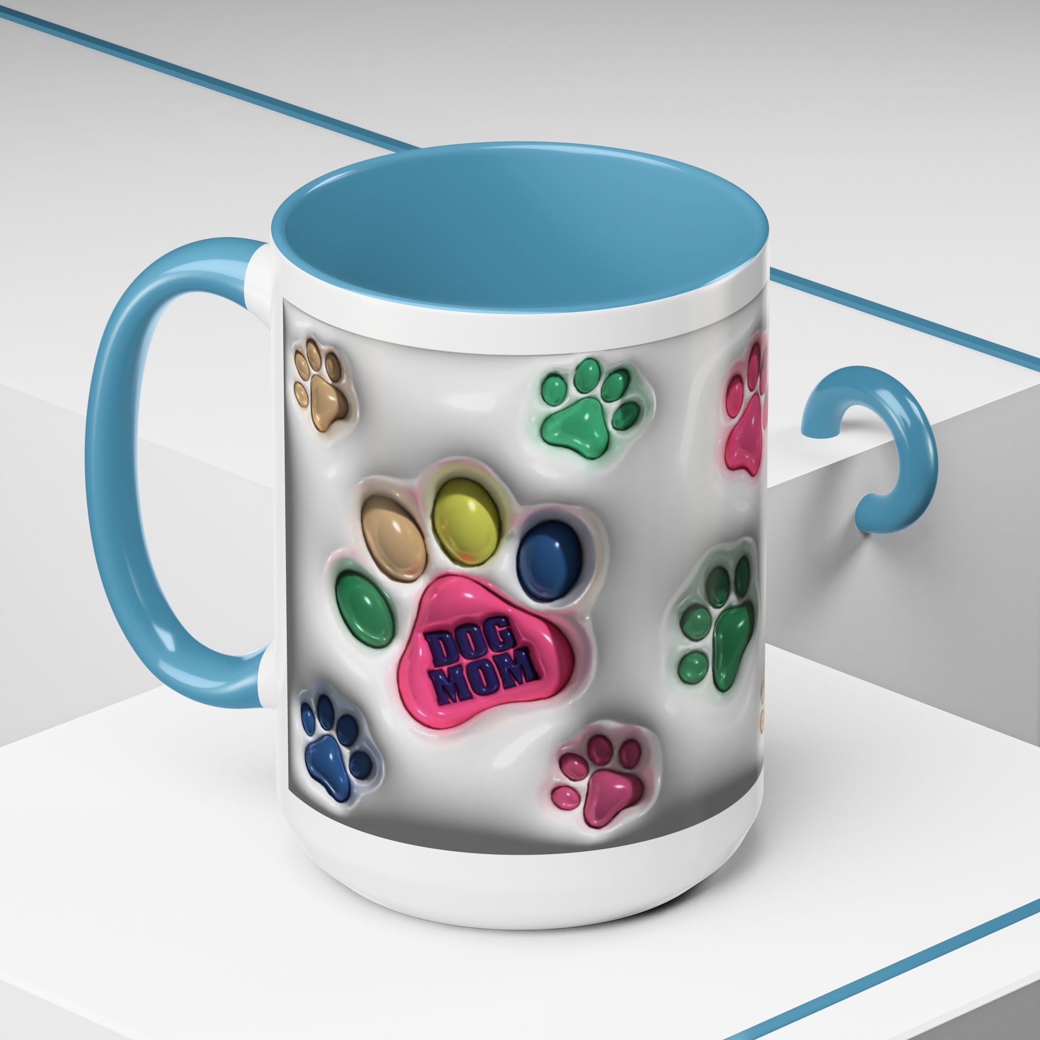 Colorful Paw Print Dog Mom Mug | Accent Coffee Mug