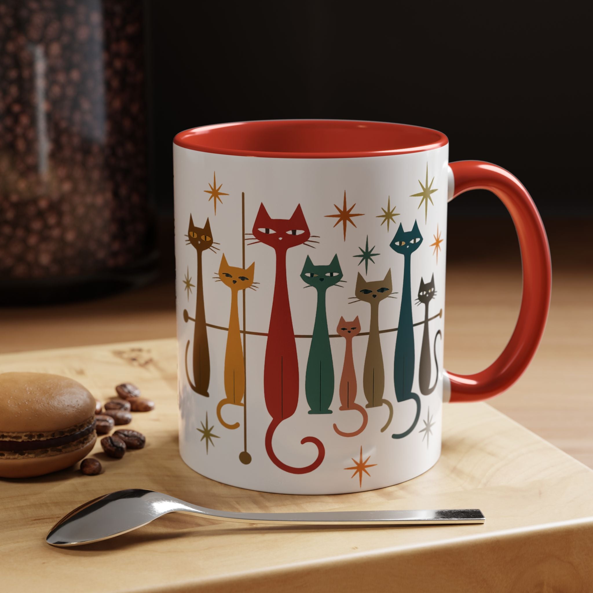 Retro Mid-Century Cats 1950s 1960s Accent Coffee Mug | 11oz 15oz
