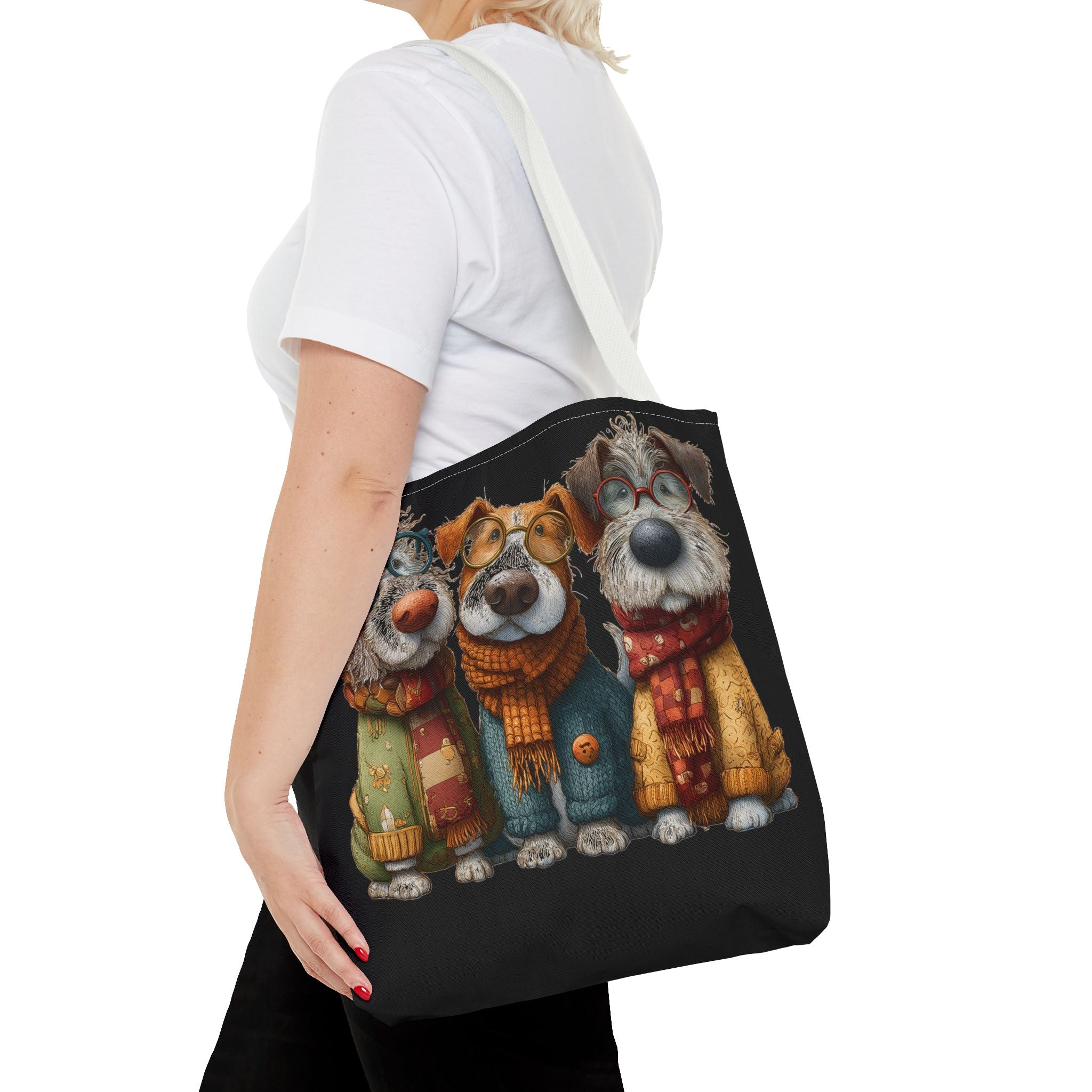 Three Cozy Dogs Tote Bag | Cute Winter Dogs Illustration