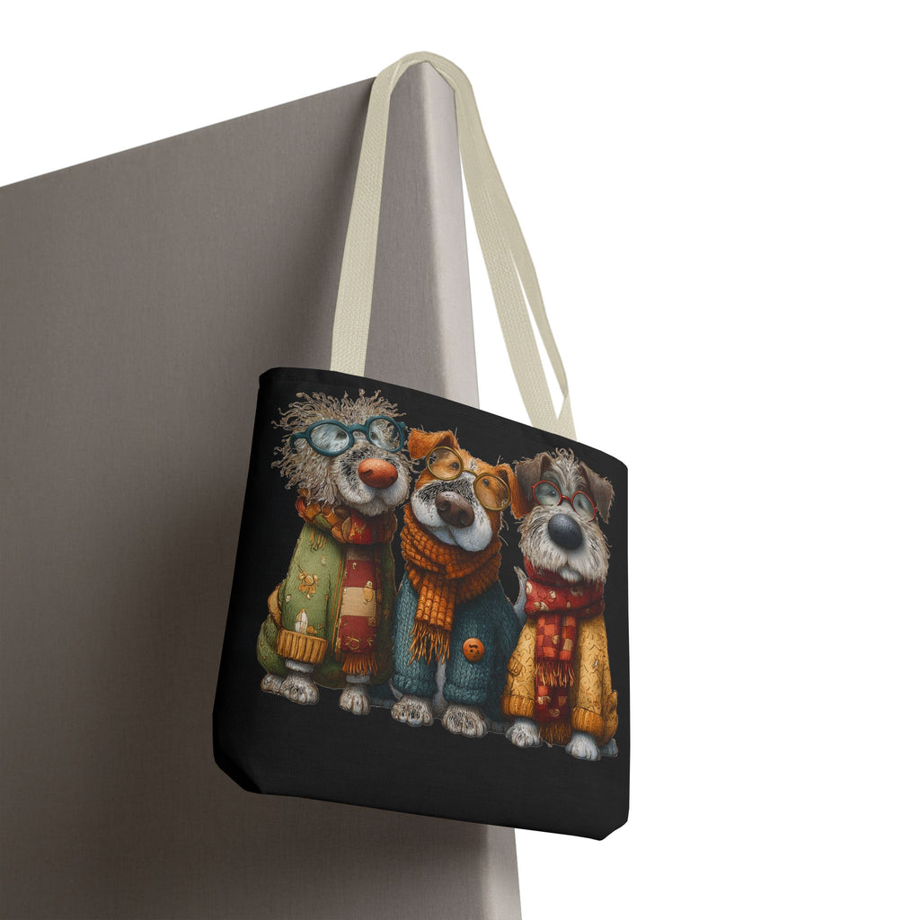 Three Cozy Dogs Tote Bag | Cute Winter Dogs Illustration