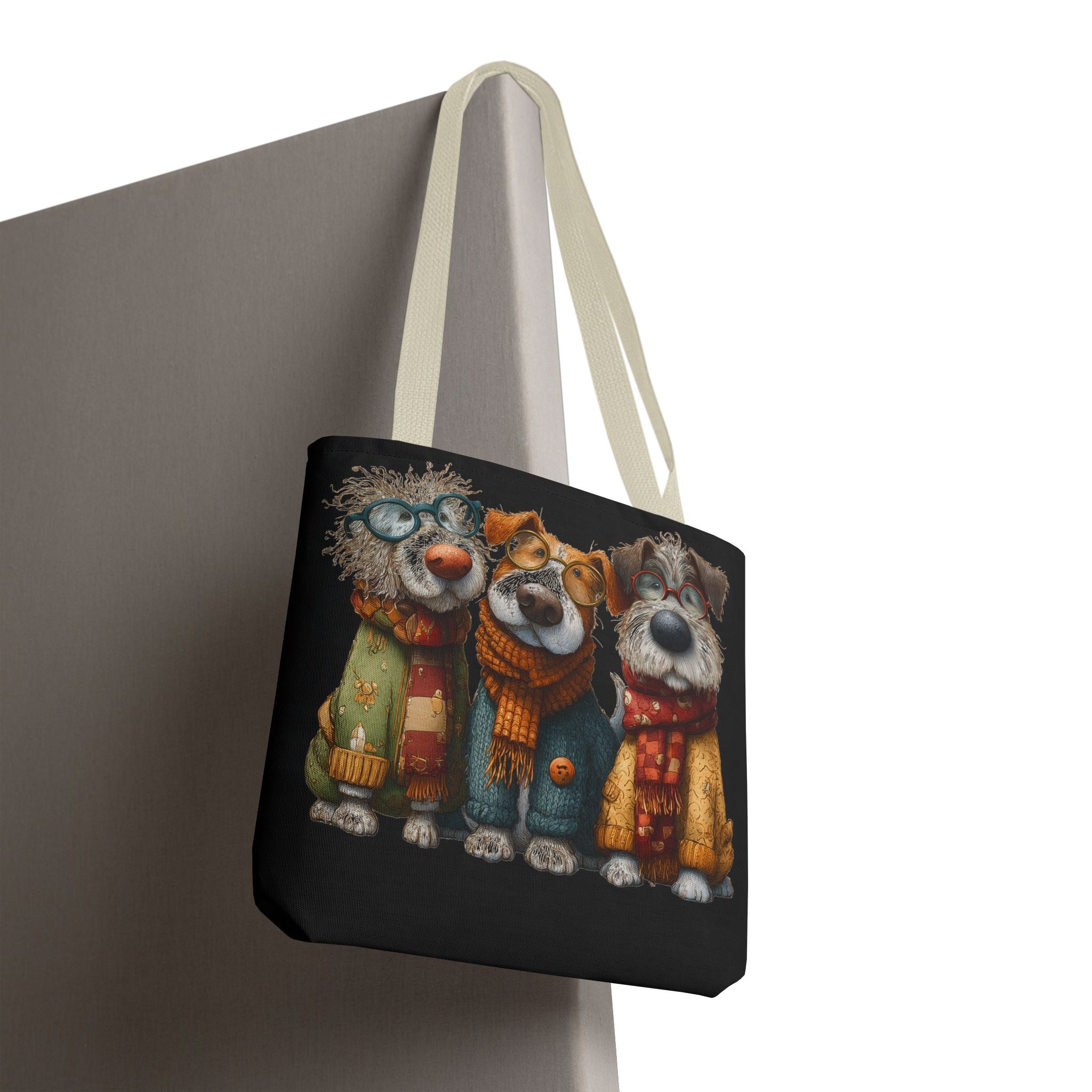 Three Cozy Dogs Tote Bag | Cute Winter Dogs Illustration