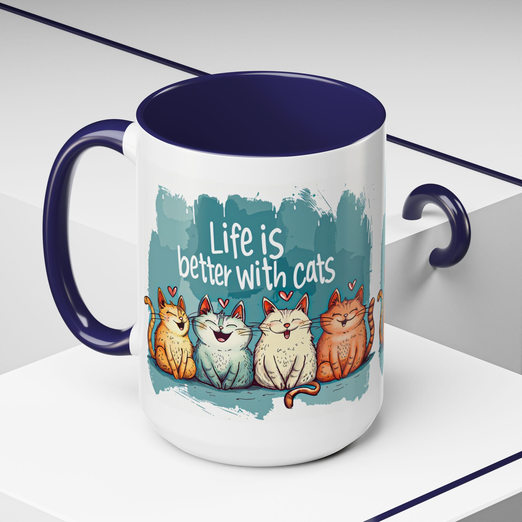 Life Is Better With Cats Coffee Mug | Accent Two-Tone Mug