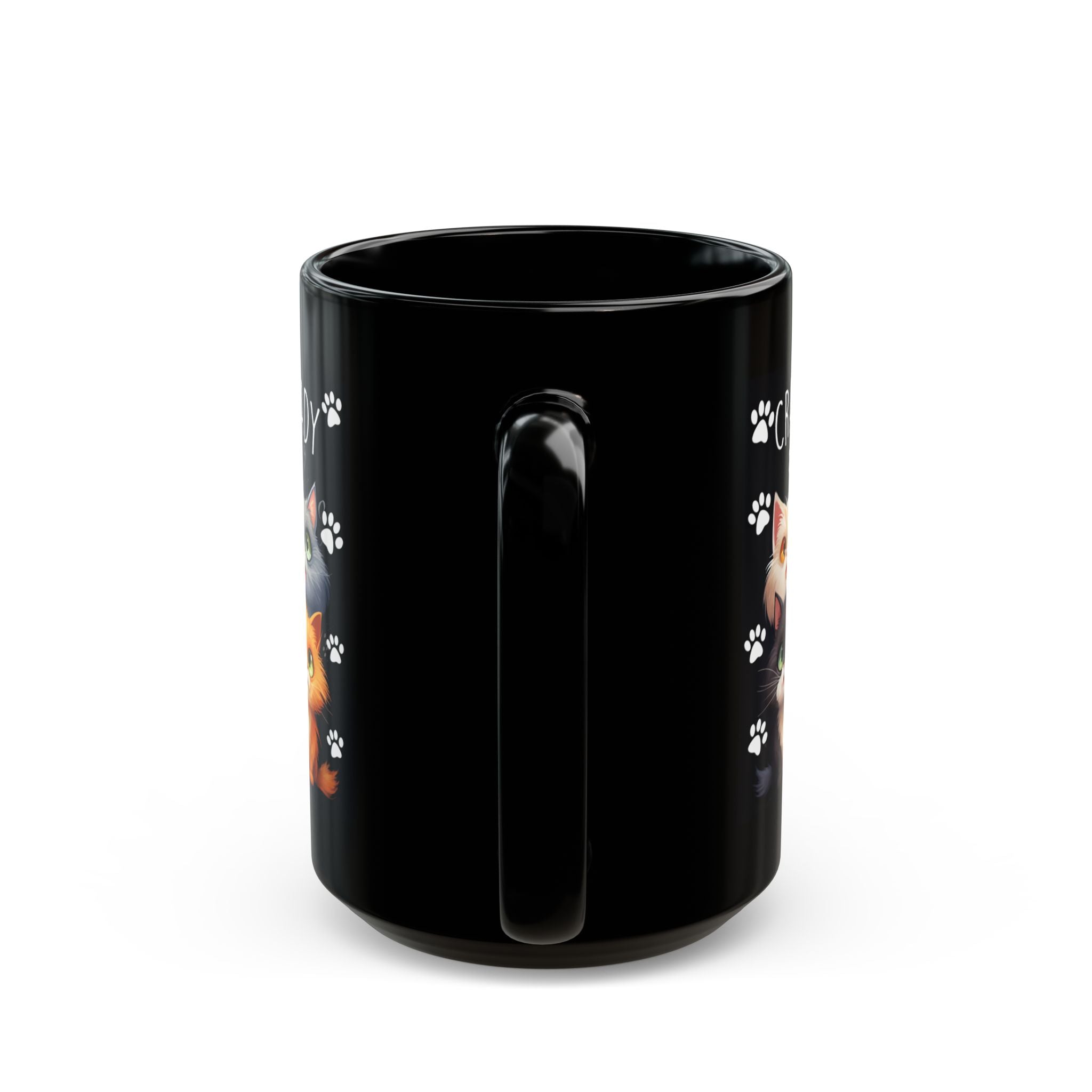 Crazy Cat Lady Mug | Black Cat Paw Print Coffee Cup