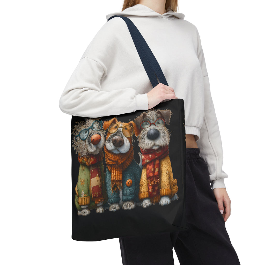 Three Cozy Dogs Tote Bag | Cute Winter Dogs Illustration