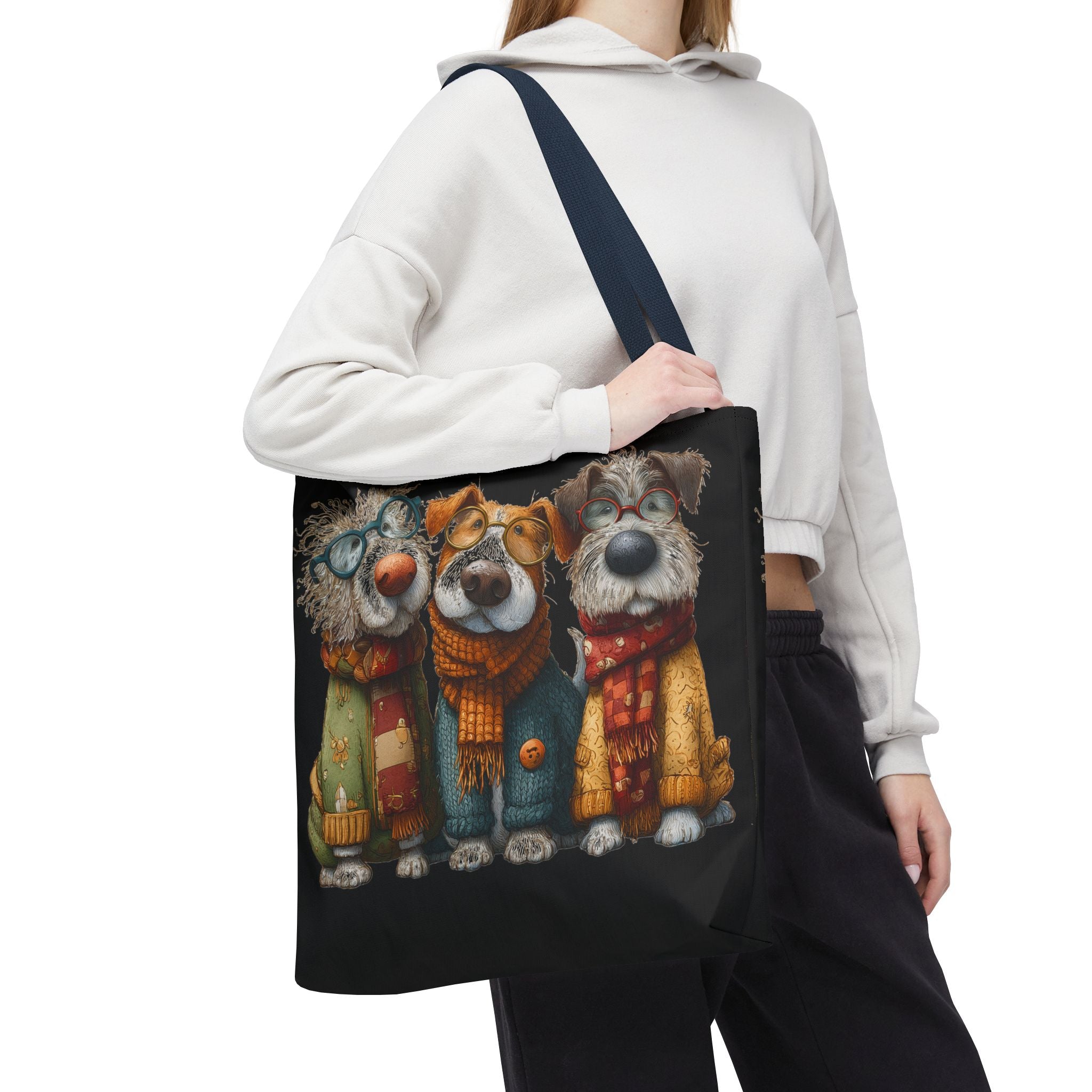 Three Cozy Dogs Tote Bag | Cute Winter Dogs Illustration