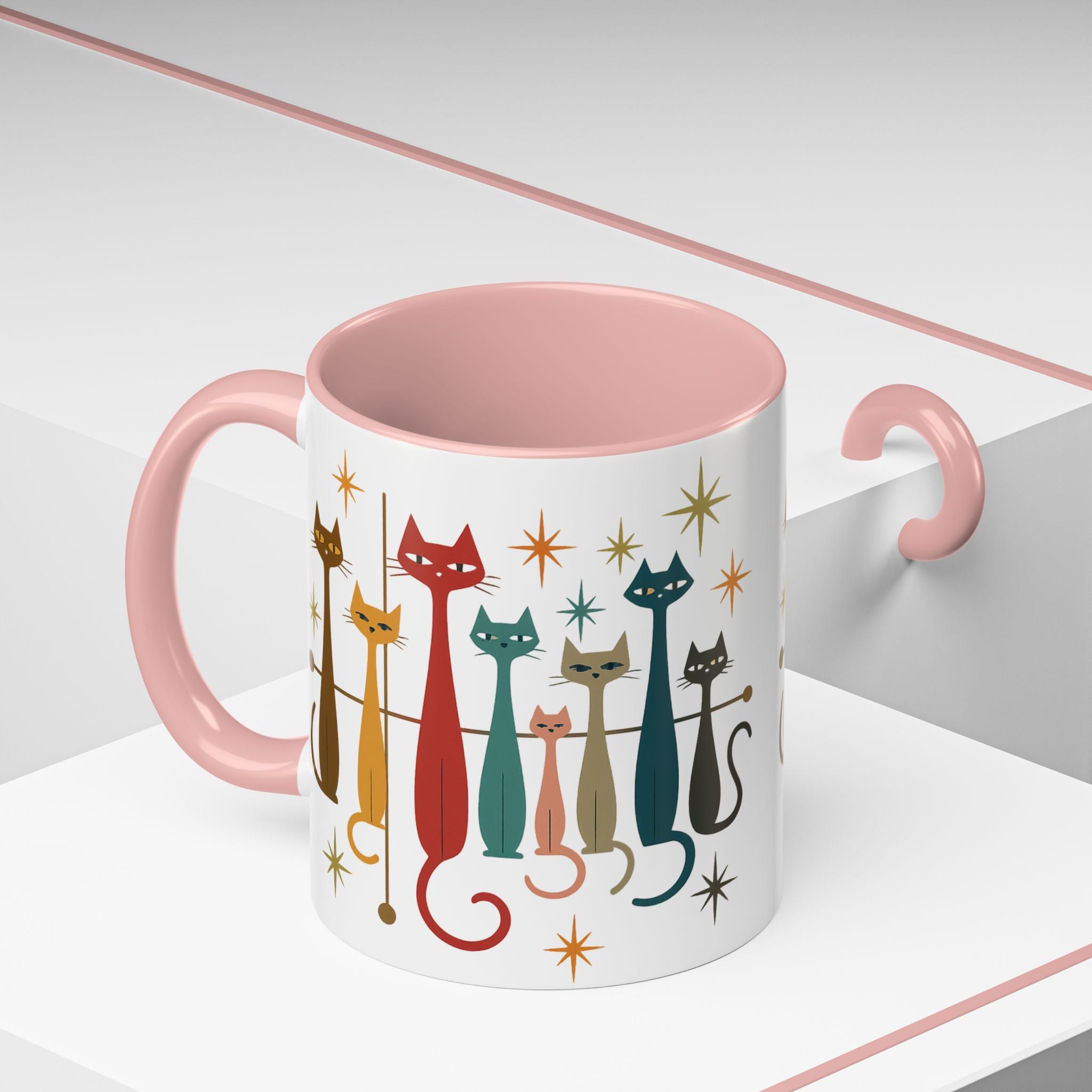 Retro Mid-Century Cats 1950s 1960s Accent Coffee Mug | 11oz 15oz