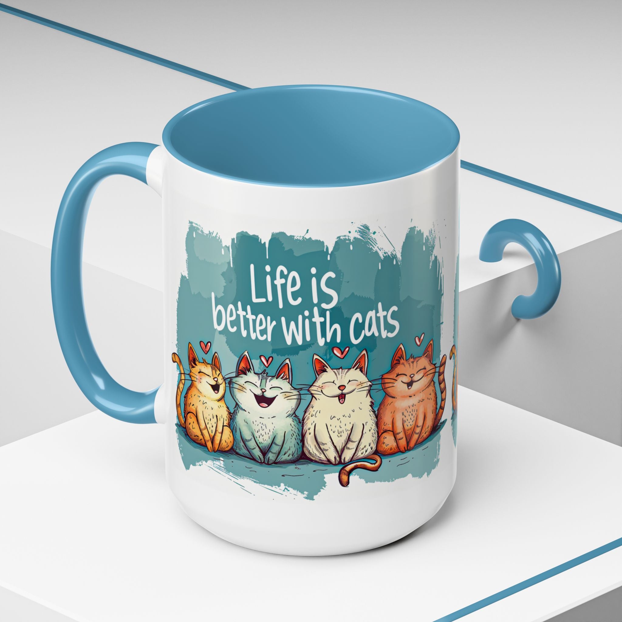 Life Is Better With Cats Coffee Mug | Accent Two-Tone Mug