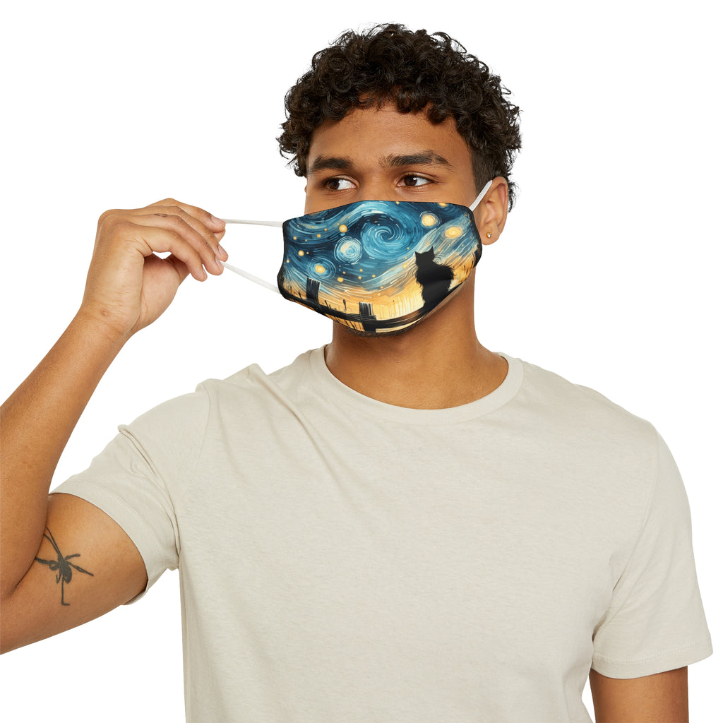 Starry Night Cat face mask | Van Gogh inspired night sky silhouette