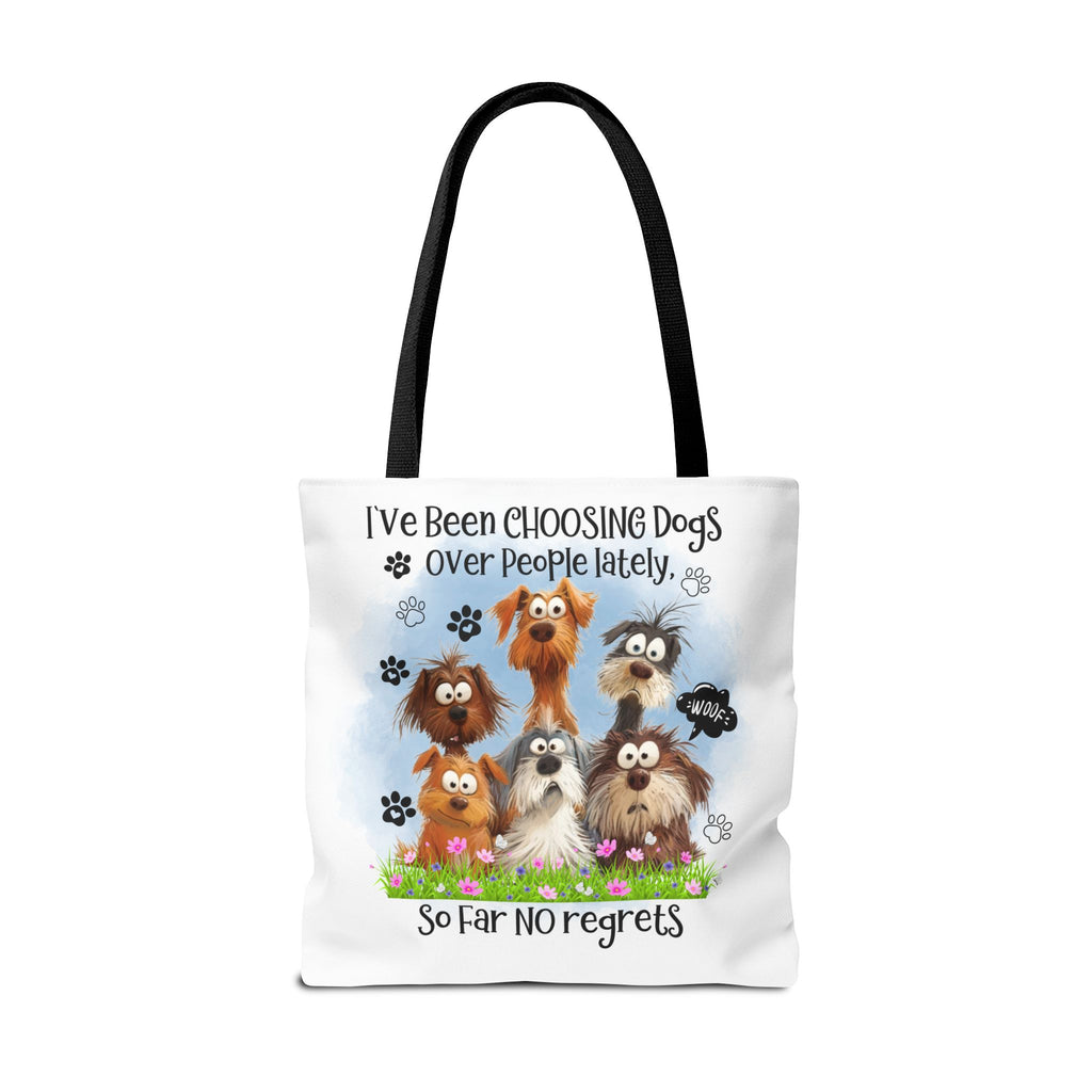Choosing Dogs Over People Tote Bag | Cute Cartoon Dogs, Paw Print Design
