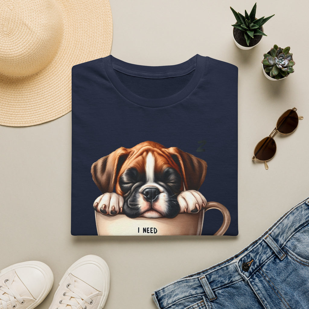 Sleeping Puppy in Coffee Cup T-Shirt | I Need Coffee Design