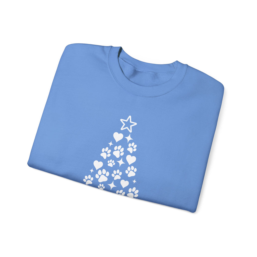 Paw Paw Print Christmas Tree Sweatshirt | Pet Lover Holiday Crewneck
