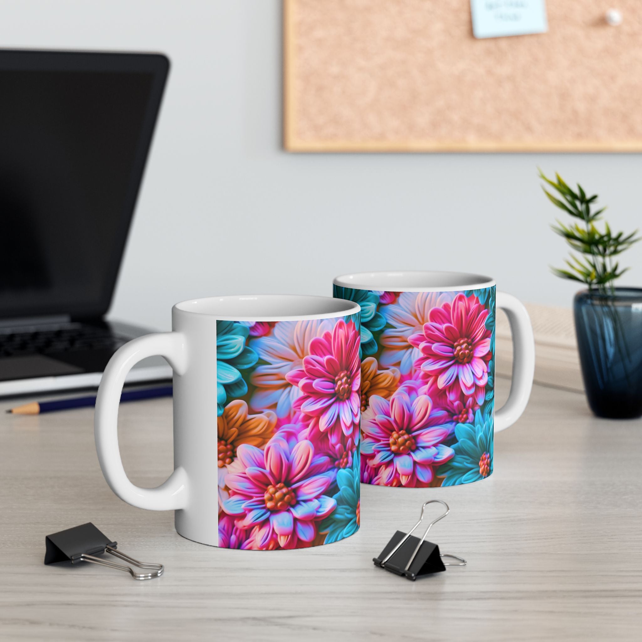 Colorful Daisy Pattern Mug | Floral Ceramic Coffee Cup
