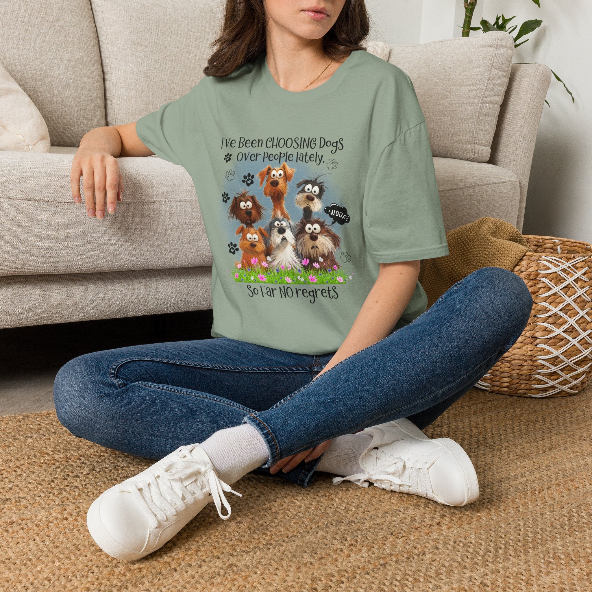 Choosing Dogs Over People T-Shirt | Cute Cartoon Dogs, Paw Print Design