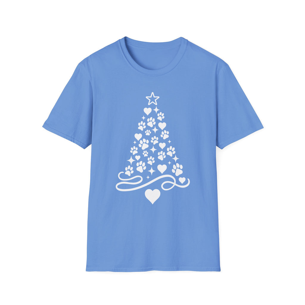 Paw Paw Print Christmas Tree T-Shirt | Dog Lover Holiday Tee