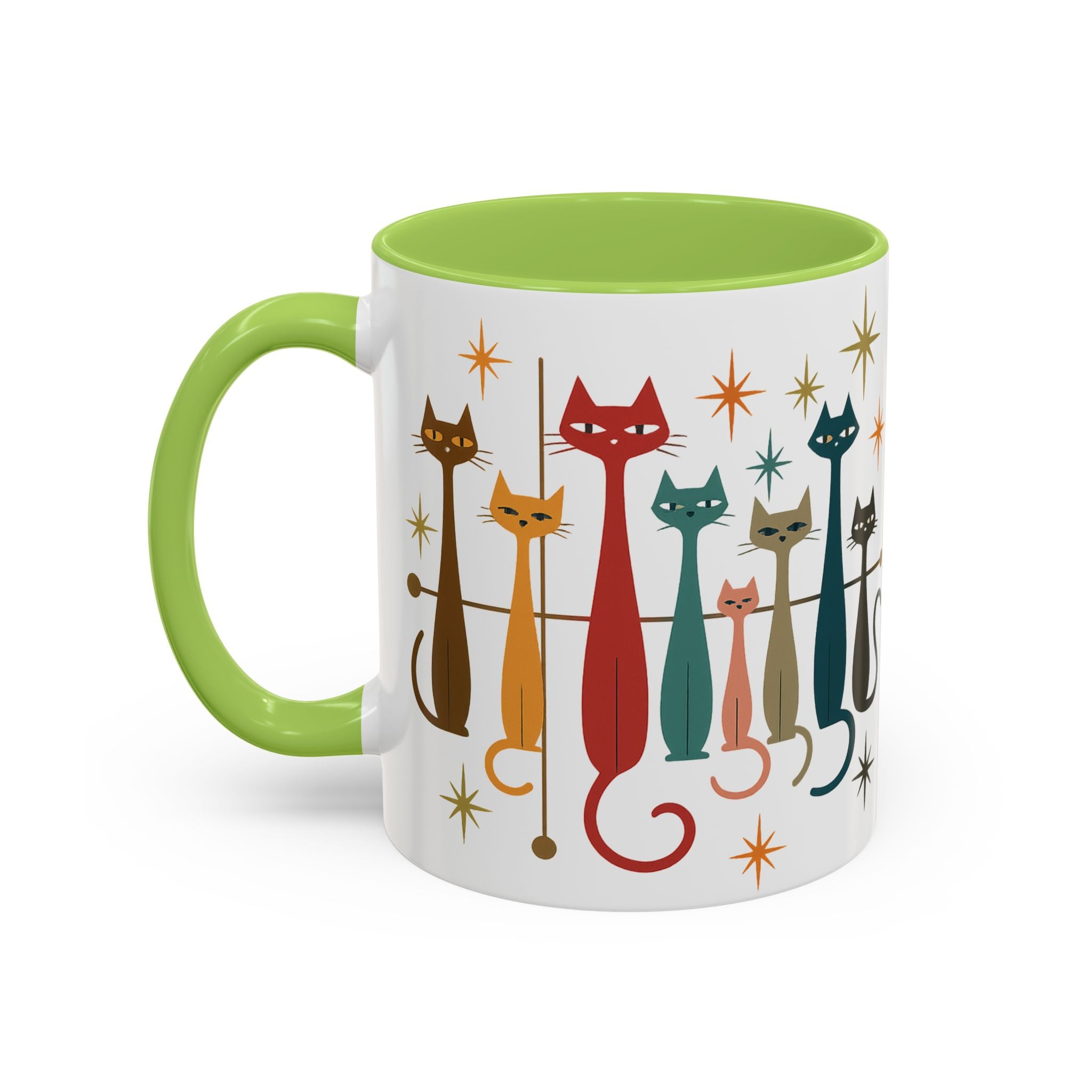 Retro Mid-Century Cats 1950s 1960s Accent Coffee Mug | 11oz 15oz