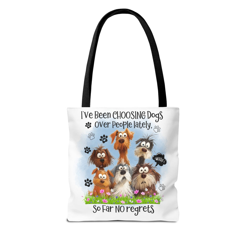 Choosing Dogs Over People Tote Bag | Cute Cartoon Dogs, Paw Print Design