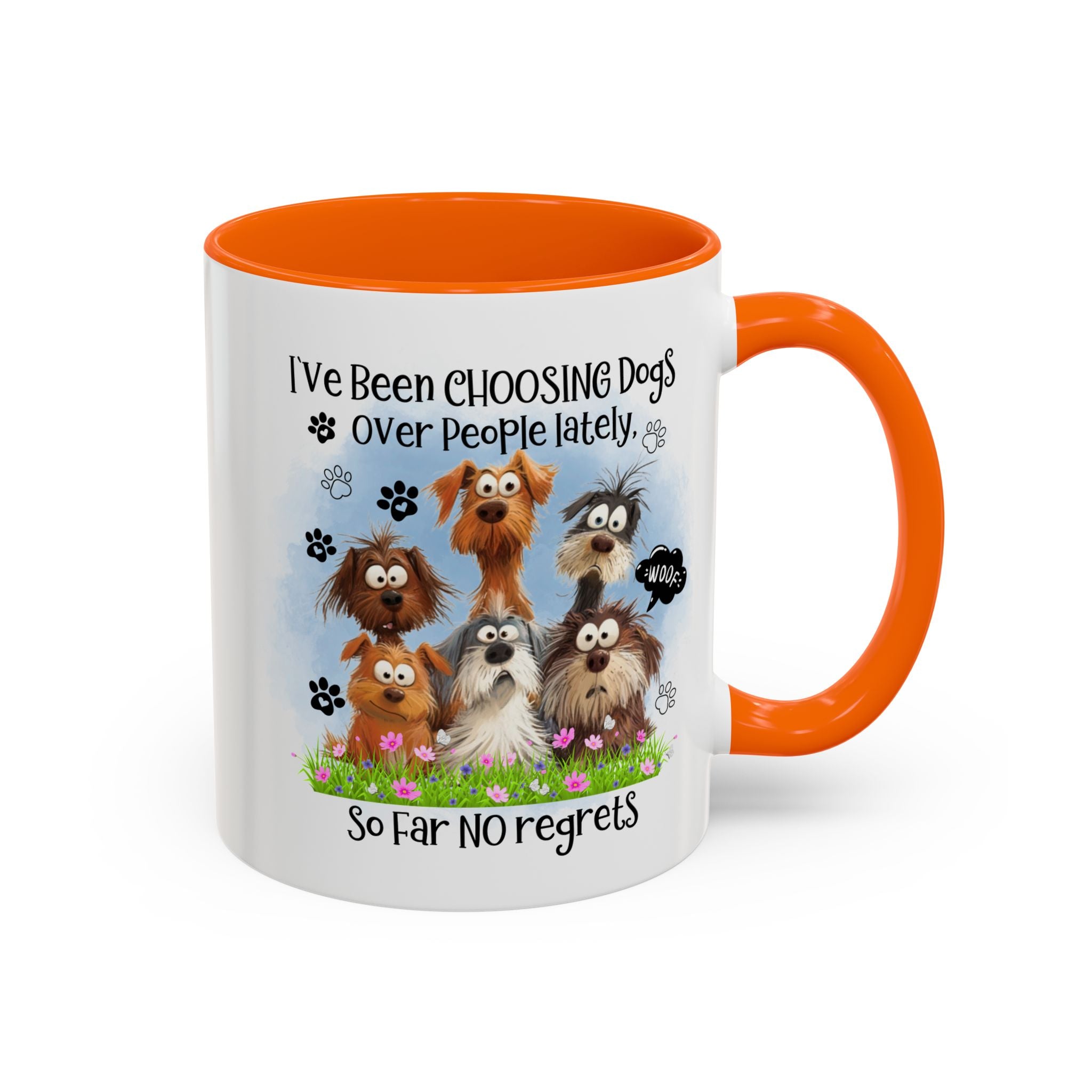 Choosing Dogs Over People Mug | Funny Cute Cartoon Dogs, 11oz 15oz Accent Coffee Mug