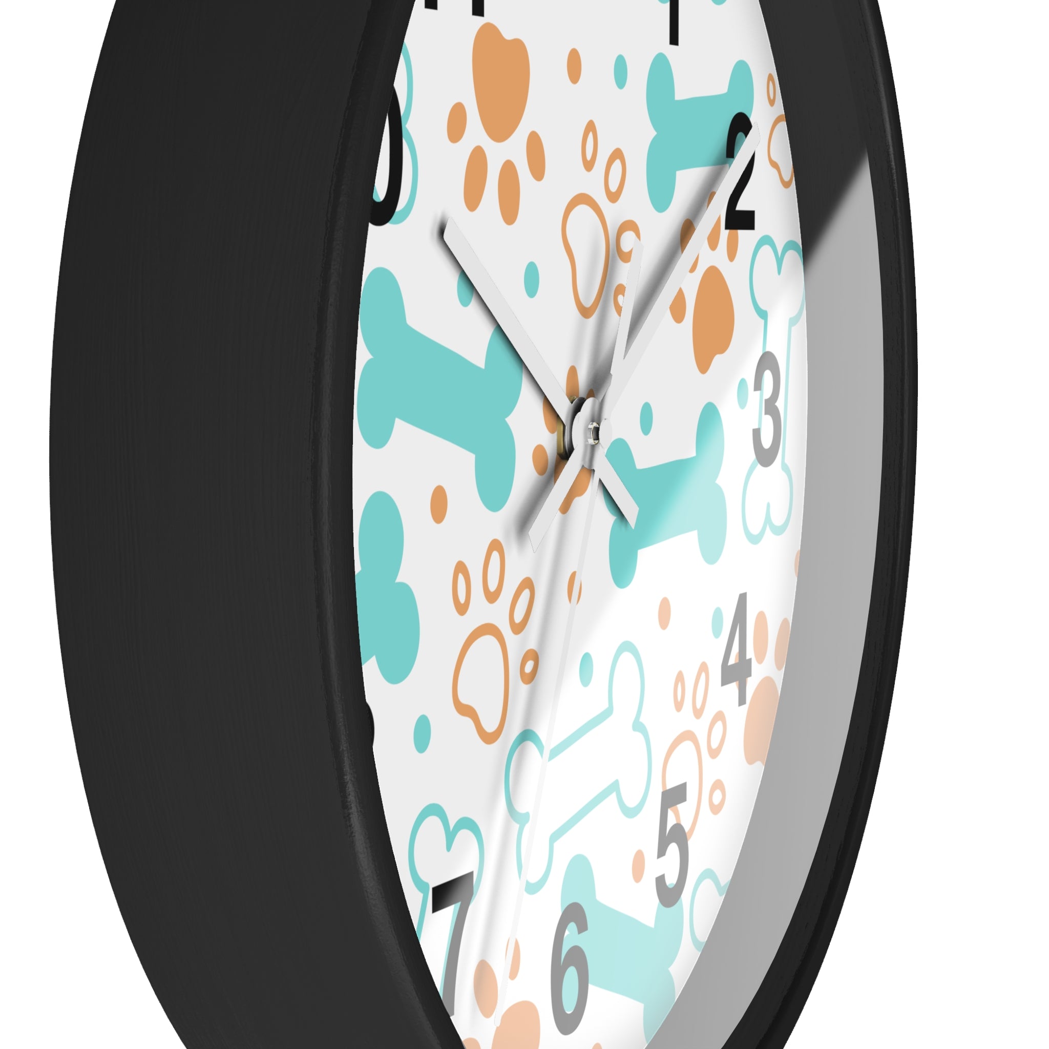 Dog Bones and Paw Prints Wall Clock | Pet-themed Nursery Clock