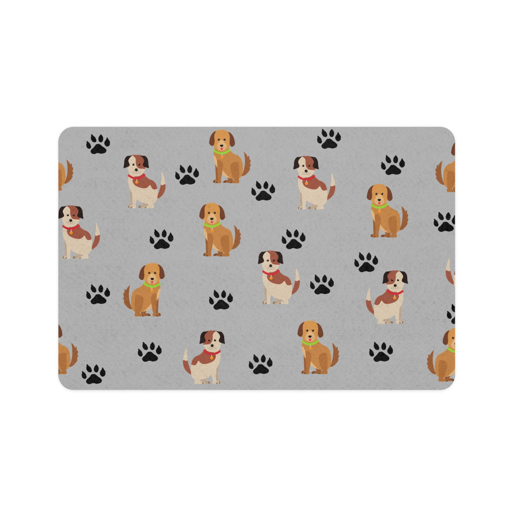 Cute Cartoon Dogs Paw Print Pet Food Mat | 12x18