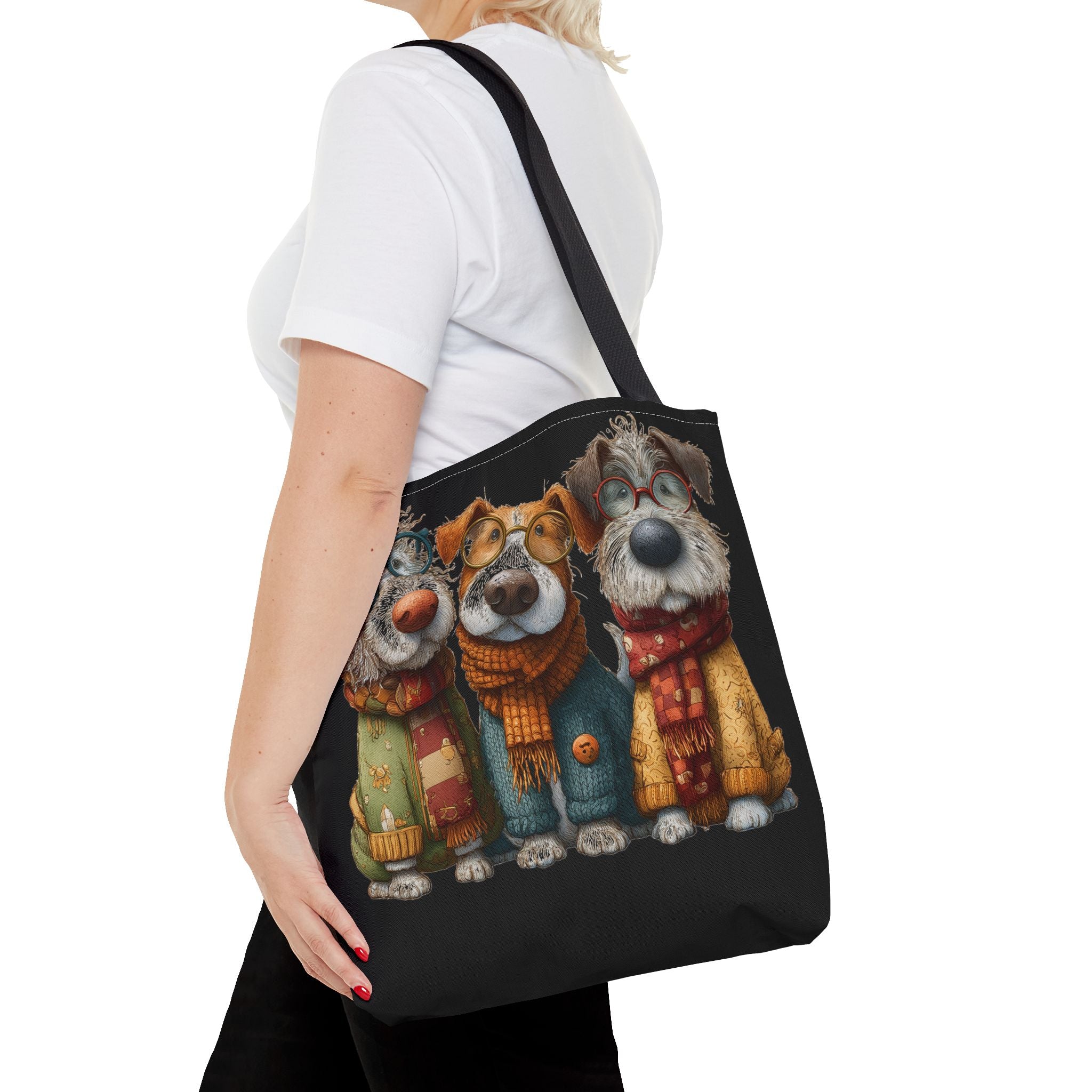 Three Cozy Dogs Tote Bag | Cute Winter Dogs Illustration