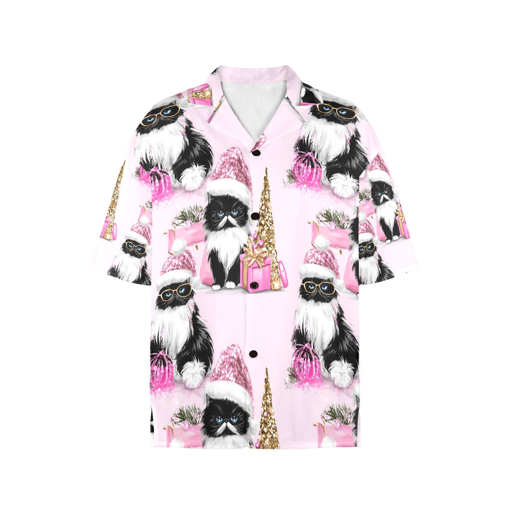 Women's All Over Print Christmas Cats Shirt Made in USA