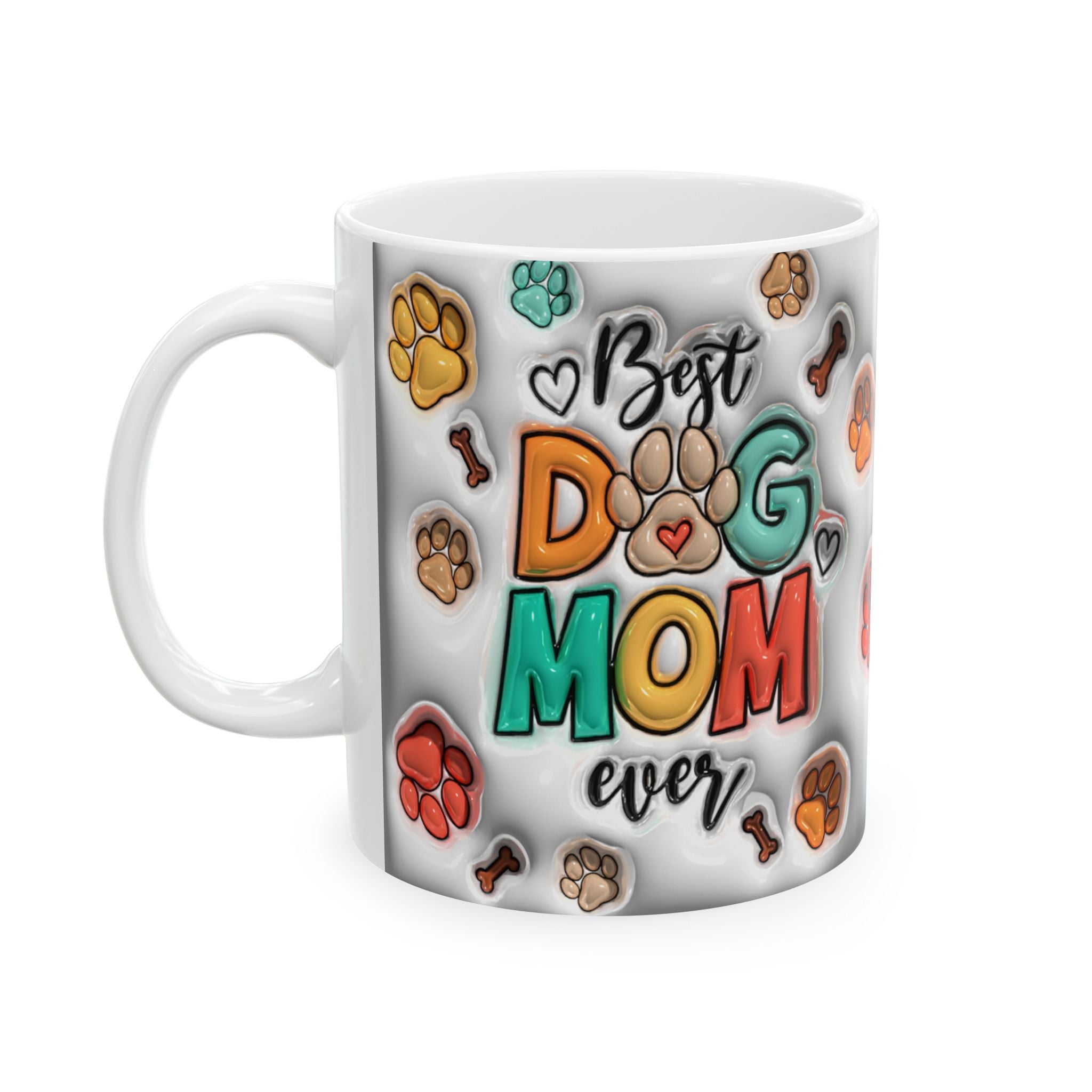 Best Dog Mom mug | Paw Print Pattern Ceramic Mug, 11oz or 15oz