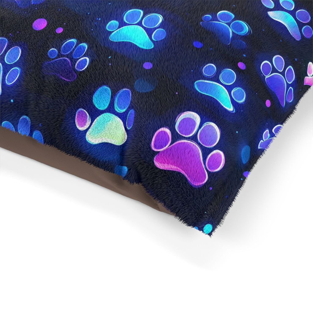 Neon Paw Print Pet Bed | Glow Paw Pattern Pillow Cushion