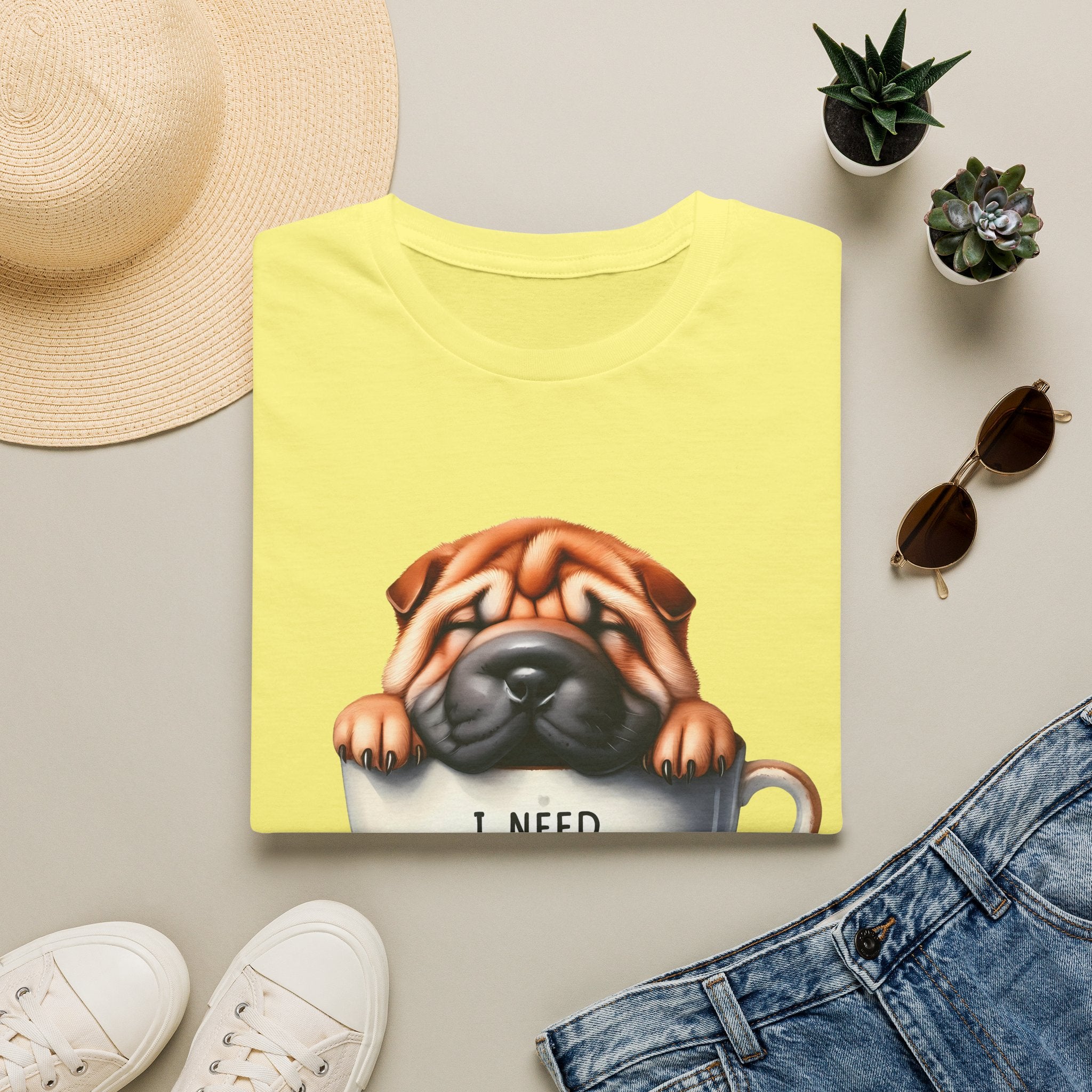 Pug in Coffee Cup T-Shirt | I Need Coffee Puppy Tee