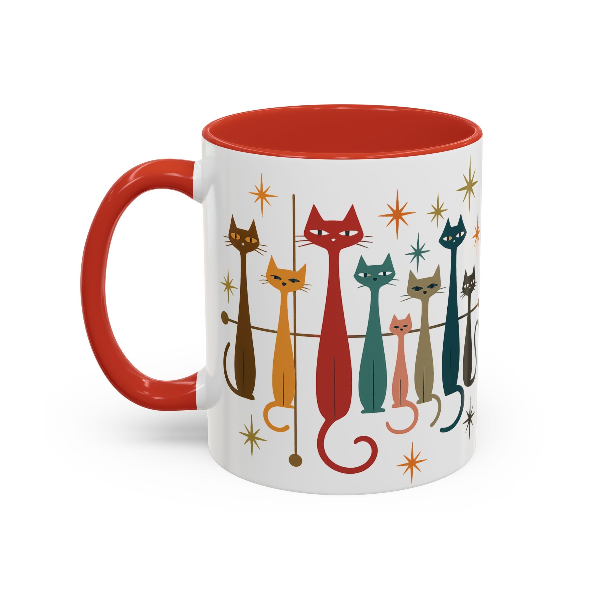 Retro Mid-Century Cats 1950s 1960s Accent Coffee Mug | 11oz 15oz