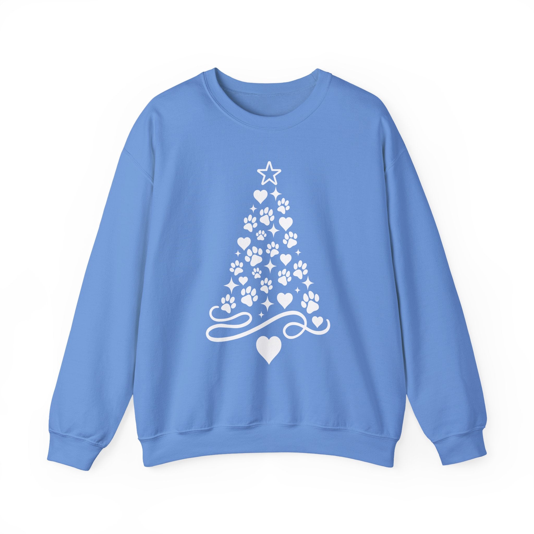 Paw Paw Print Christmas Tree Sweatshirt | Pet Lover Holiday Crewneck