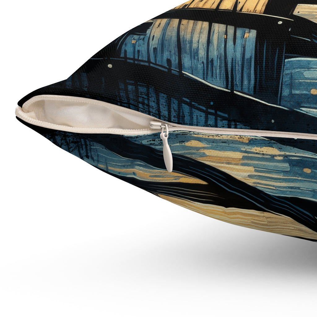 Starry Night Cat pillow | Square Decorative Pillow, Van Gogh Style Night Sky
