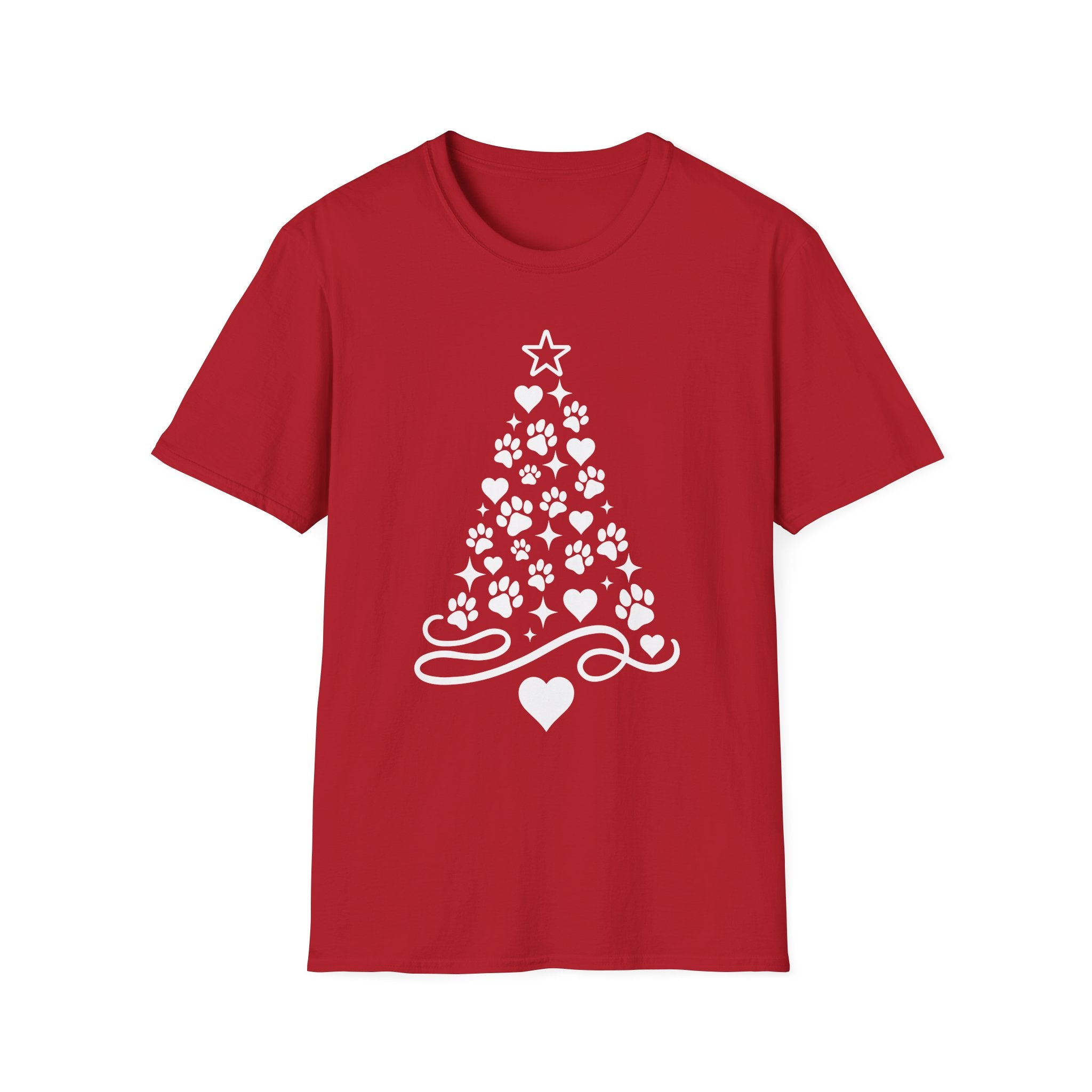 Paw Paw Print Christmas Tree T-Shirt | Dog Lover Holiday Tee