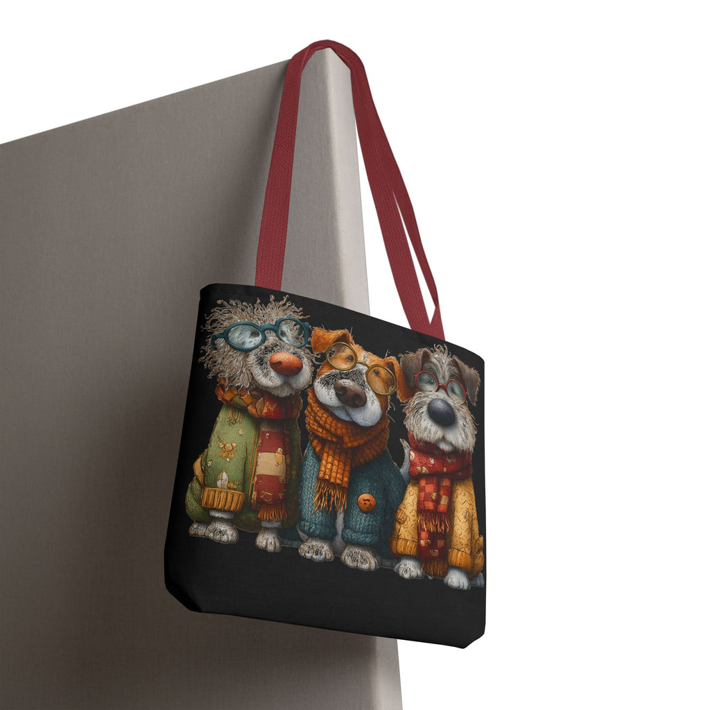 Three Cozy Dogs Tote Bag | Cute Winter Dogs Illustration