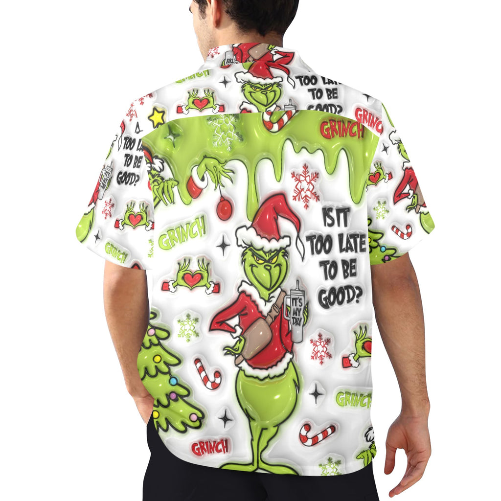 Men's All Over Print Christmas Grinchy Shirt Made In USA Ships to USA Only