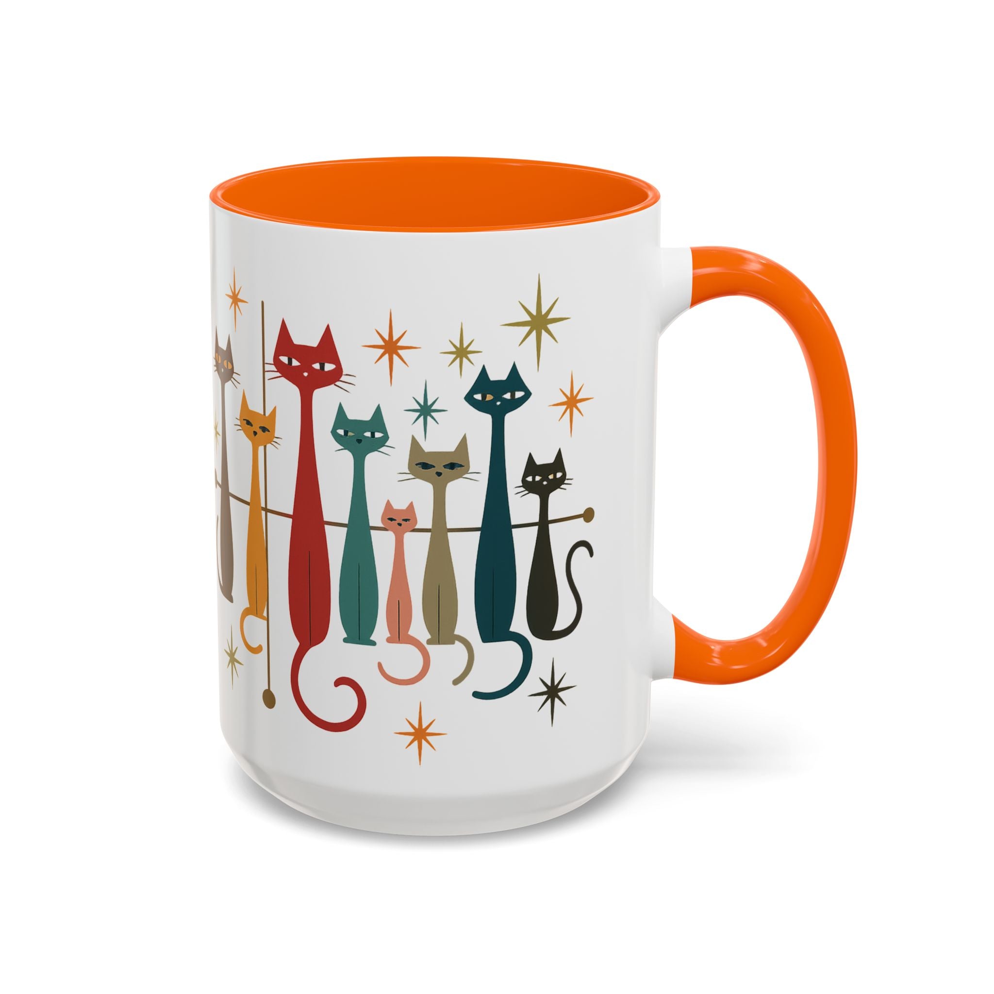Retro Mid-Century Cats 1950s 1960s Accent Coffee Mug | 11oz 15oz