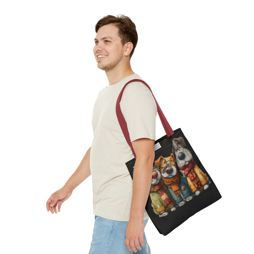 Three Cozy Dogs Tote Bag | Cute Winter Dogs Illustration