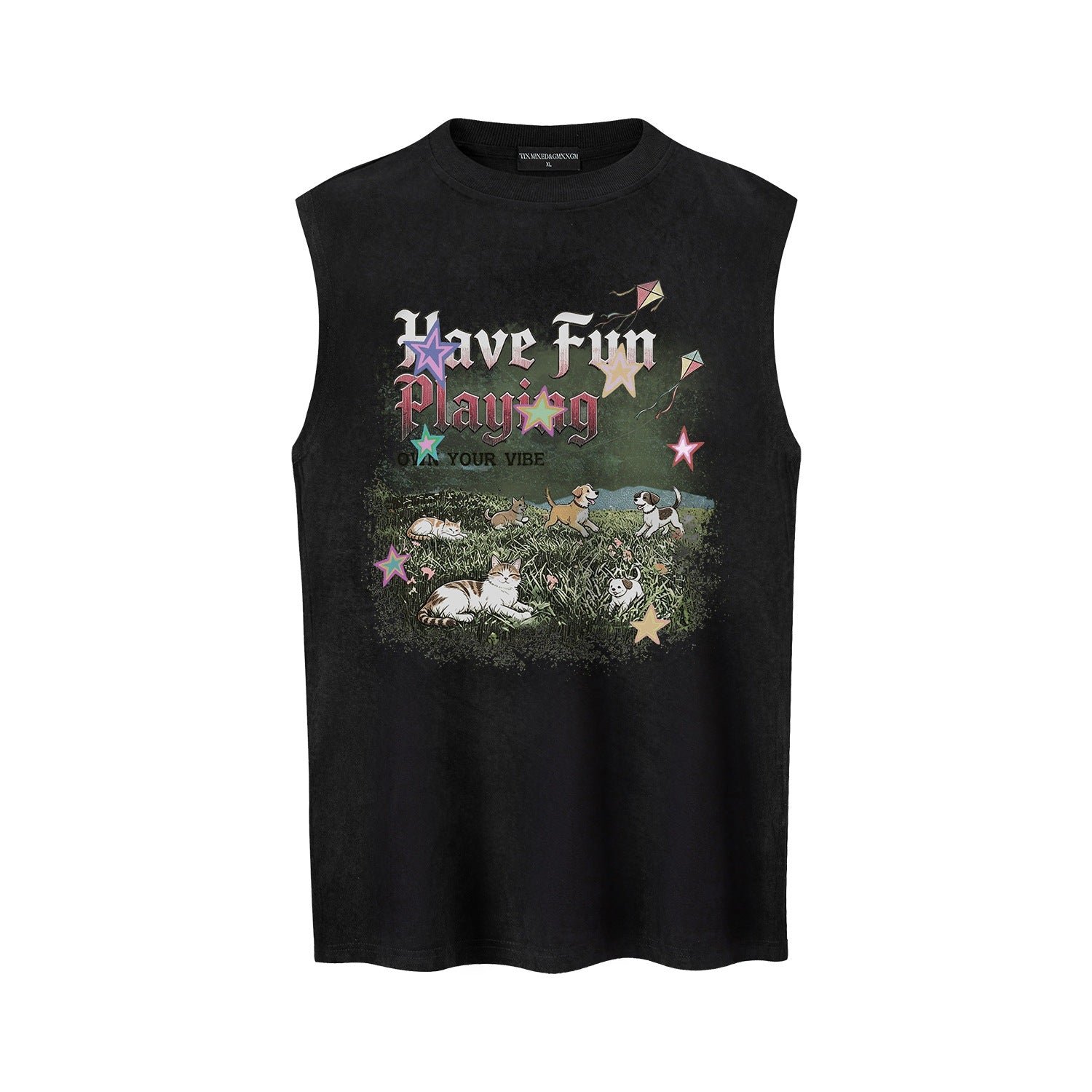 Make old cat and dog printed vest