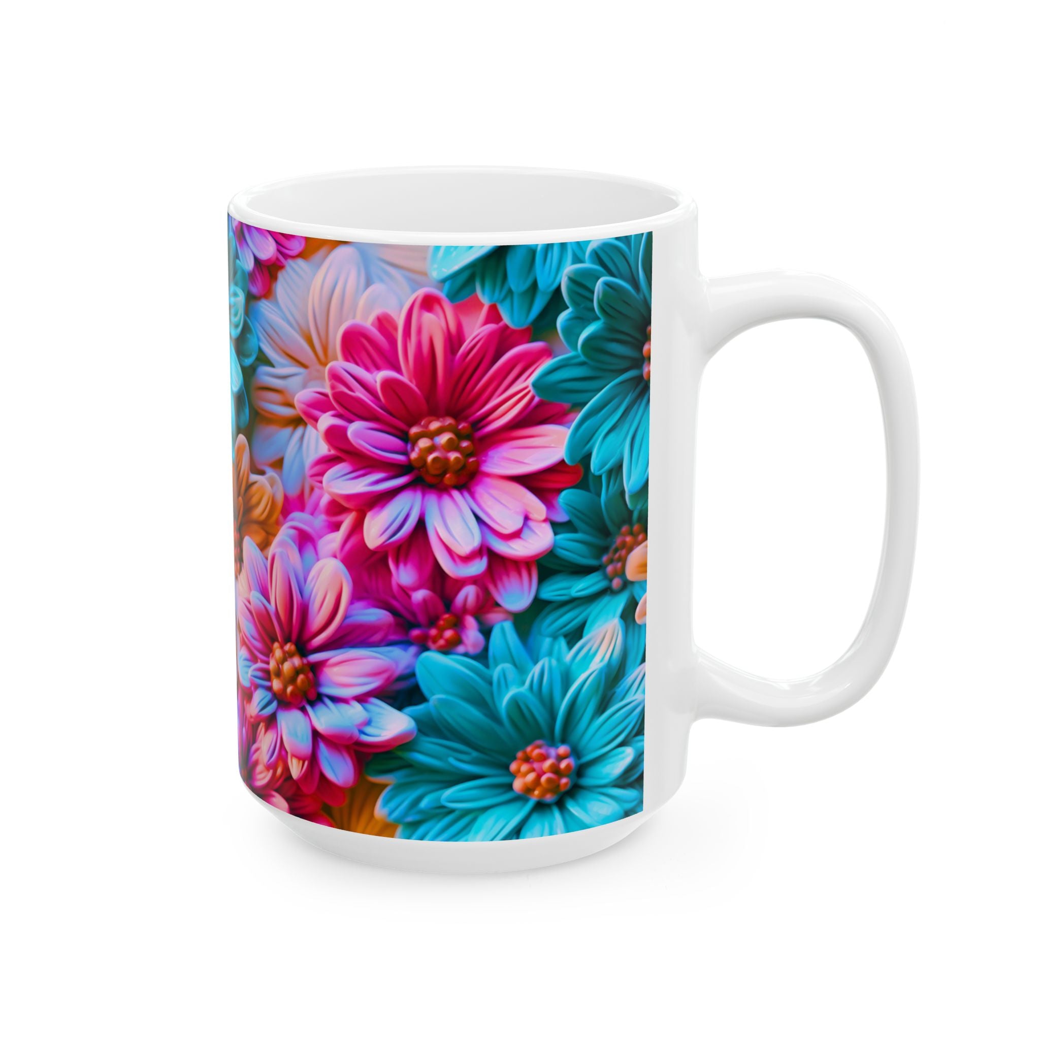 Colorful Daisy Pattern Mug | Floral Ceramic Coffee Cup