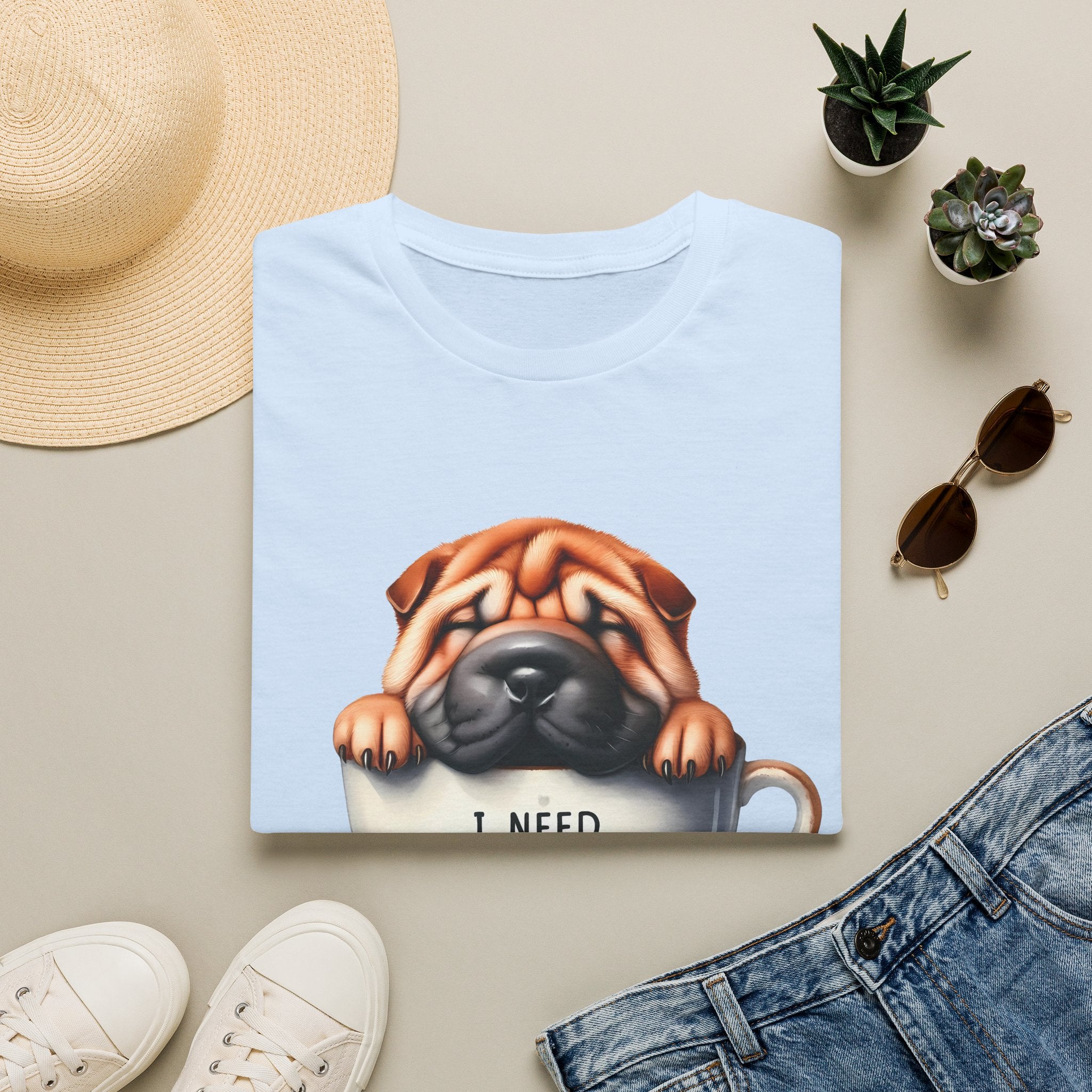Pug in Coffee Cup T-Shirt | I Need Coffee Puppy Tee