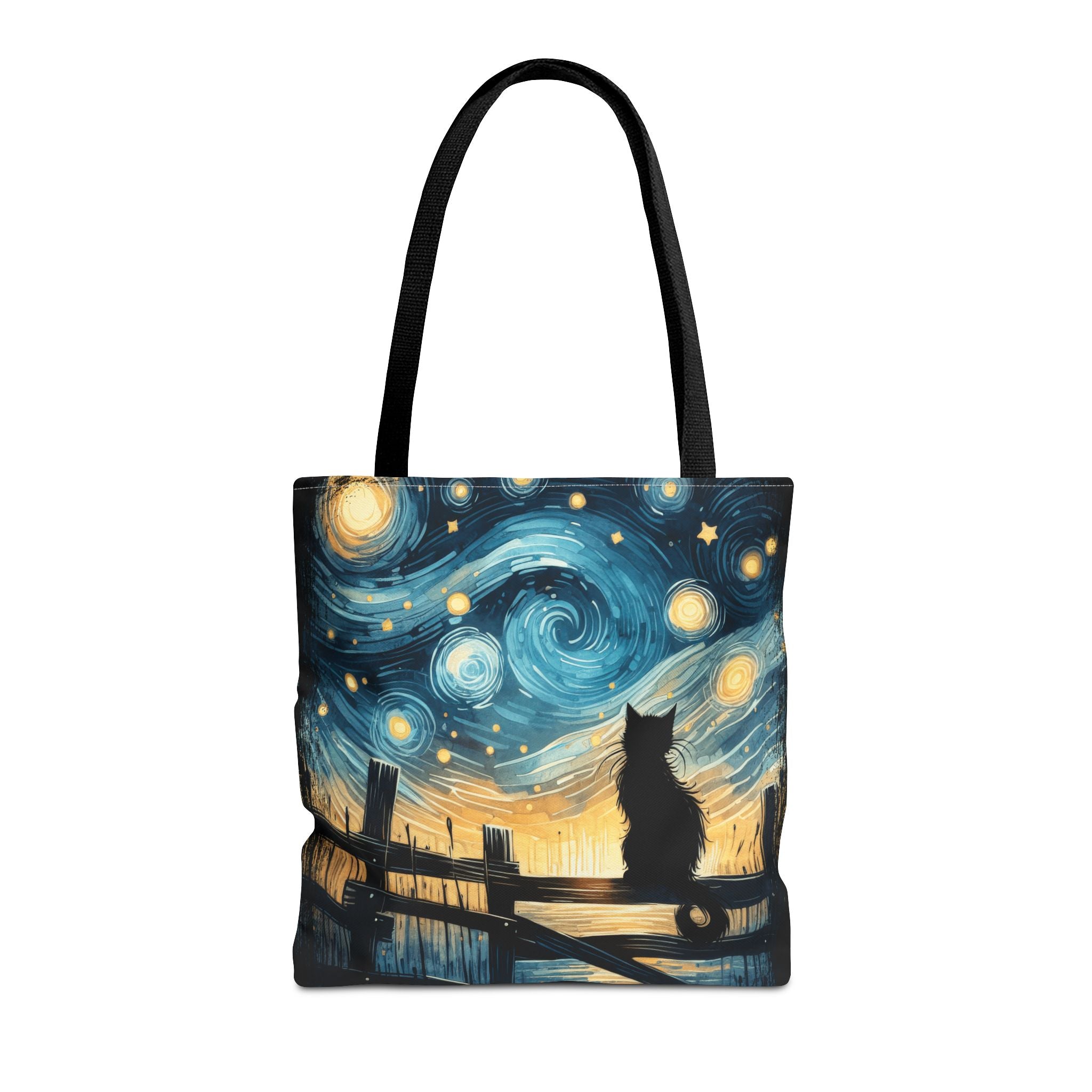 Starry Night Cat Tote | Van Gogh Inspired Swirling Sky Bag