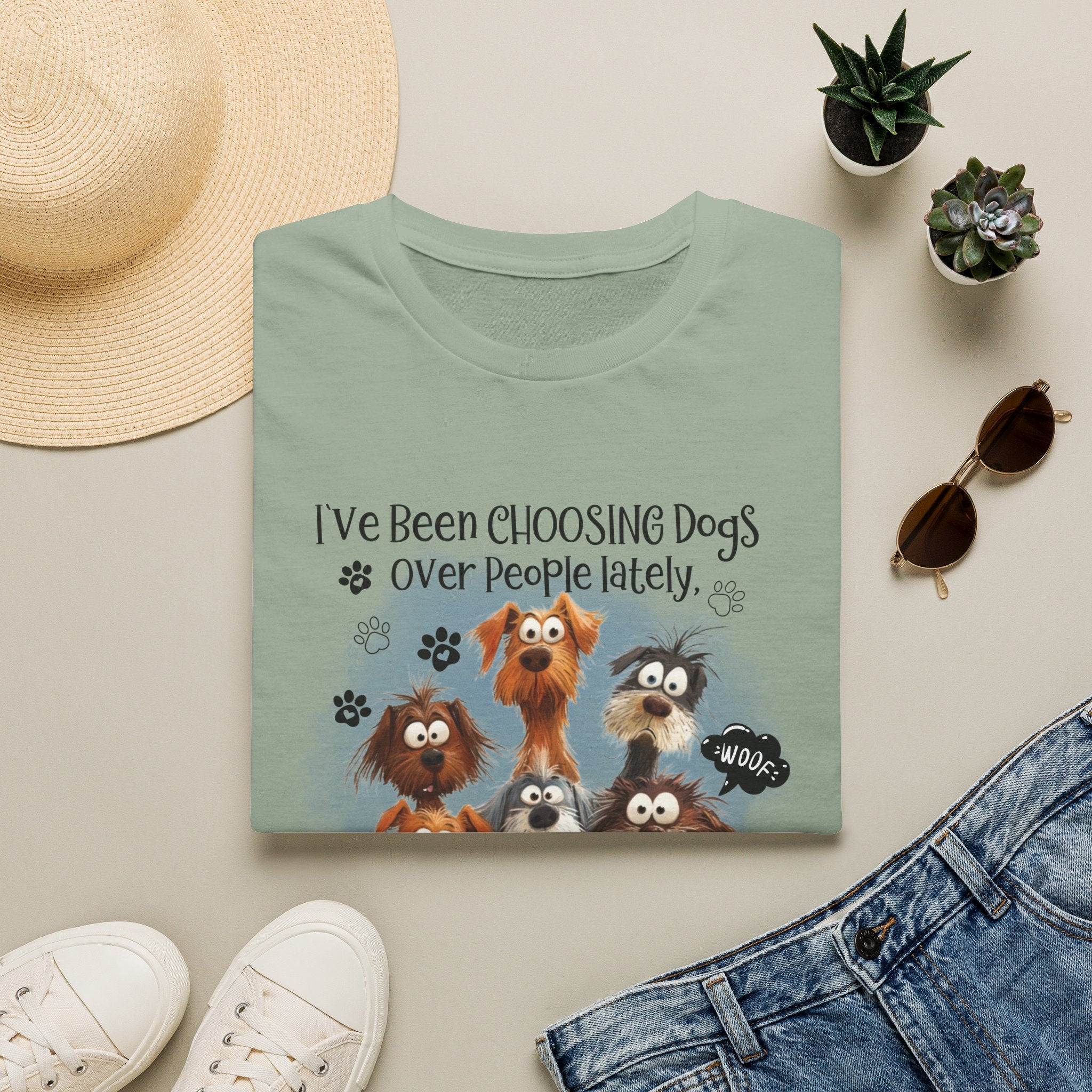 Choosing Dogs Over People T-Shirt | Cute Cartoon Dogs, Paw Print Design